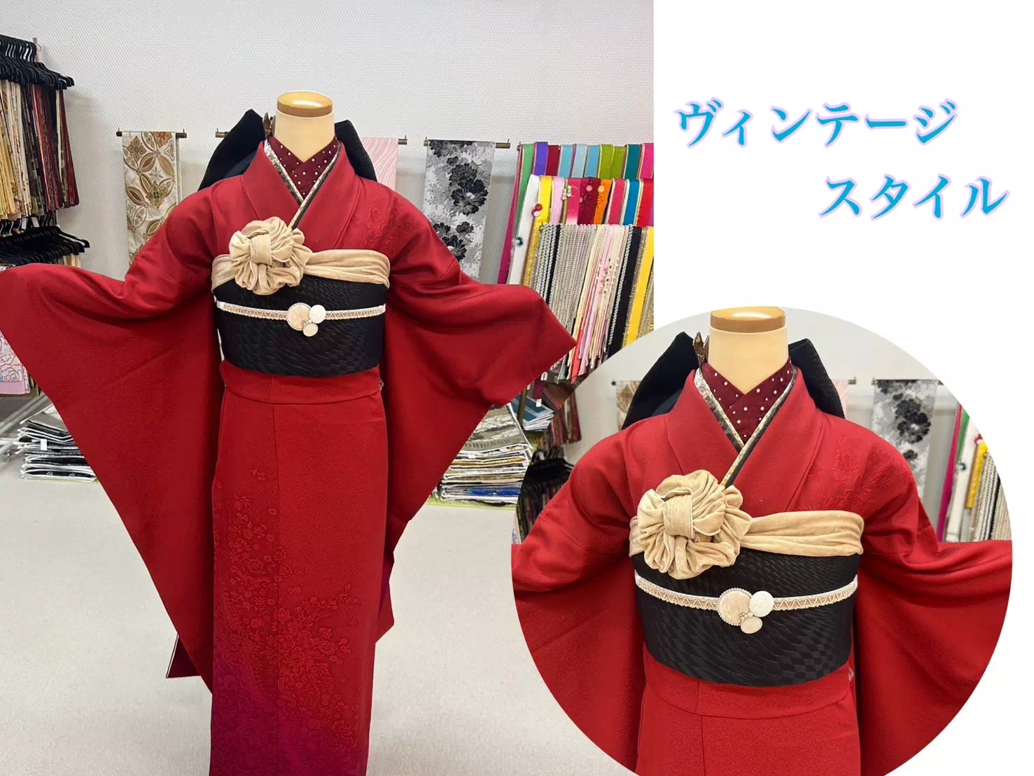 TAKAZEN神戸店 振袖前撮り 振袖写真だけ カタログ請求無料 オシャレ 赤無地 個性派振袖