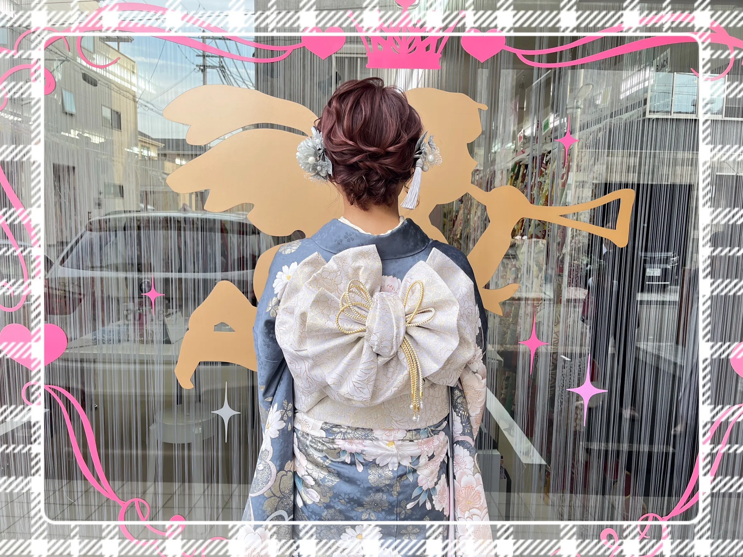 振袖 レンタル 奈良 振袖安い 可愛い 青 白 珍しい 華やか 綺麗 統一感