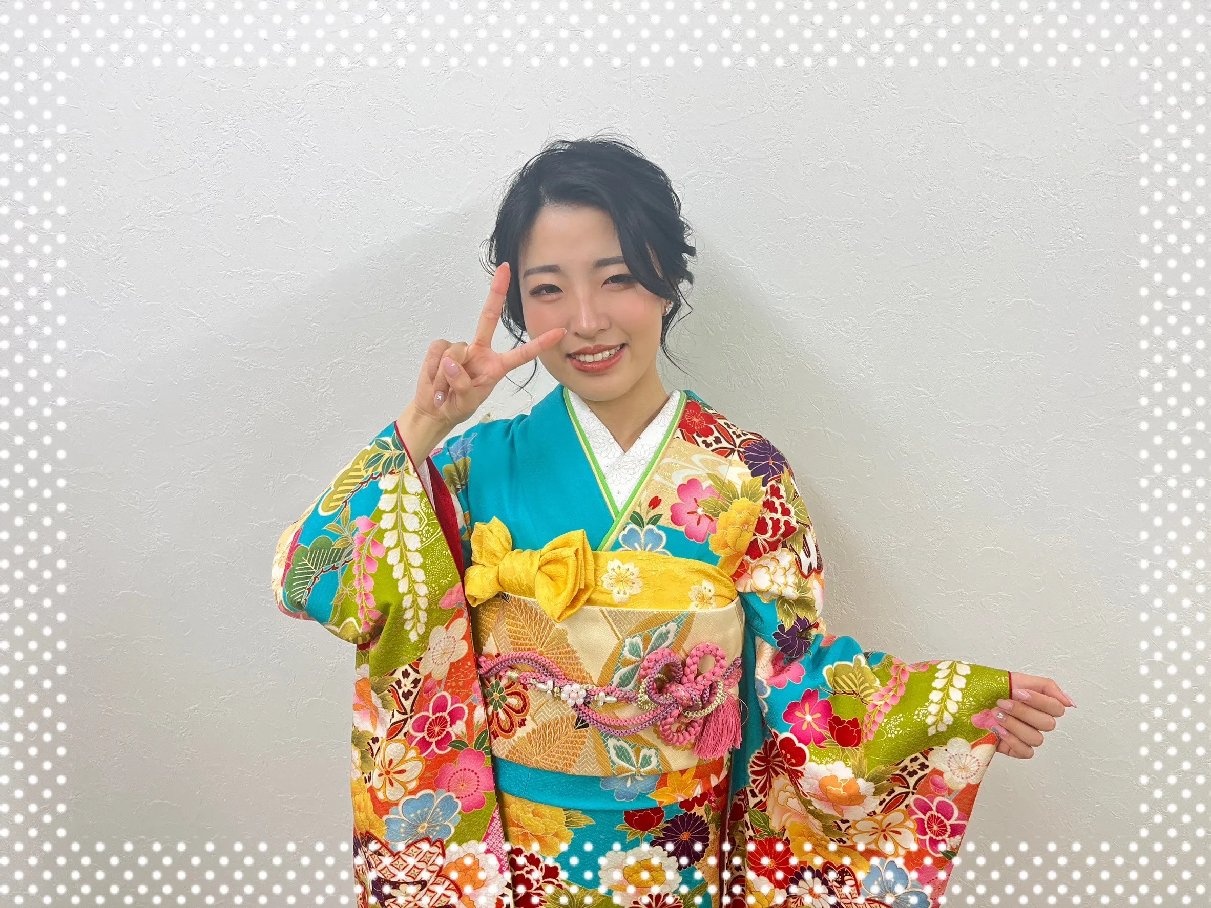 振袖 レンタル 奈良 振袖安い 正統派古典 水色 可愛い 華やか 黄色
