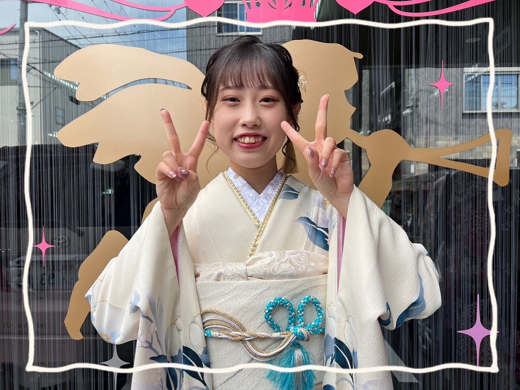 成人式 振袖 前撮り撮影会 奈良 白 青 可愛い 綺麗 水色