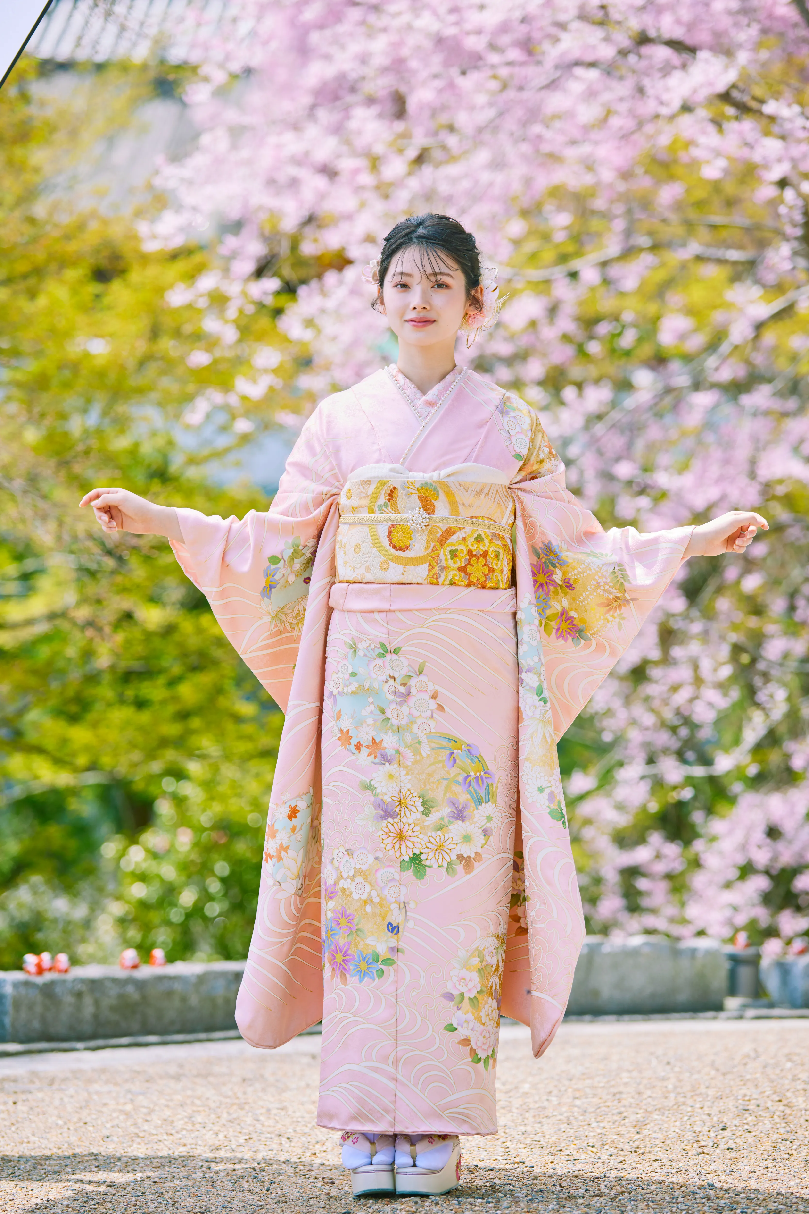 吉祥文様/流水模様　はんなり　着物　南琴奈