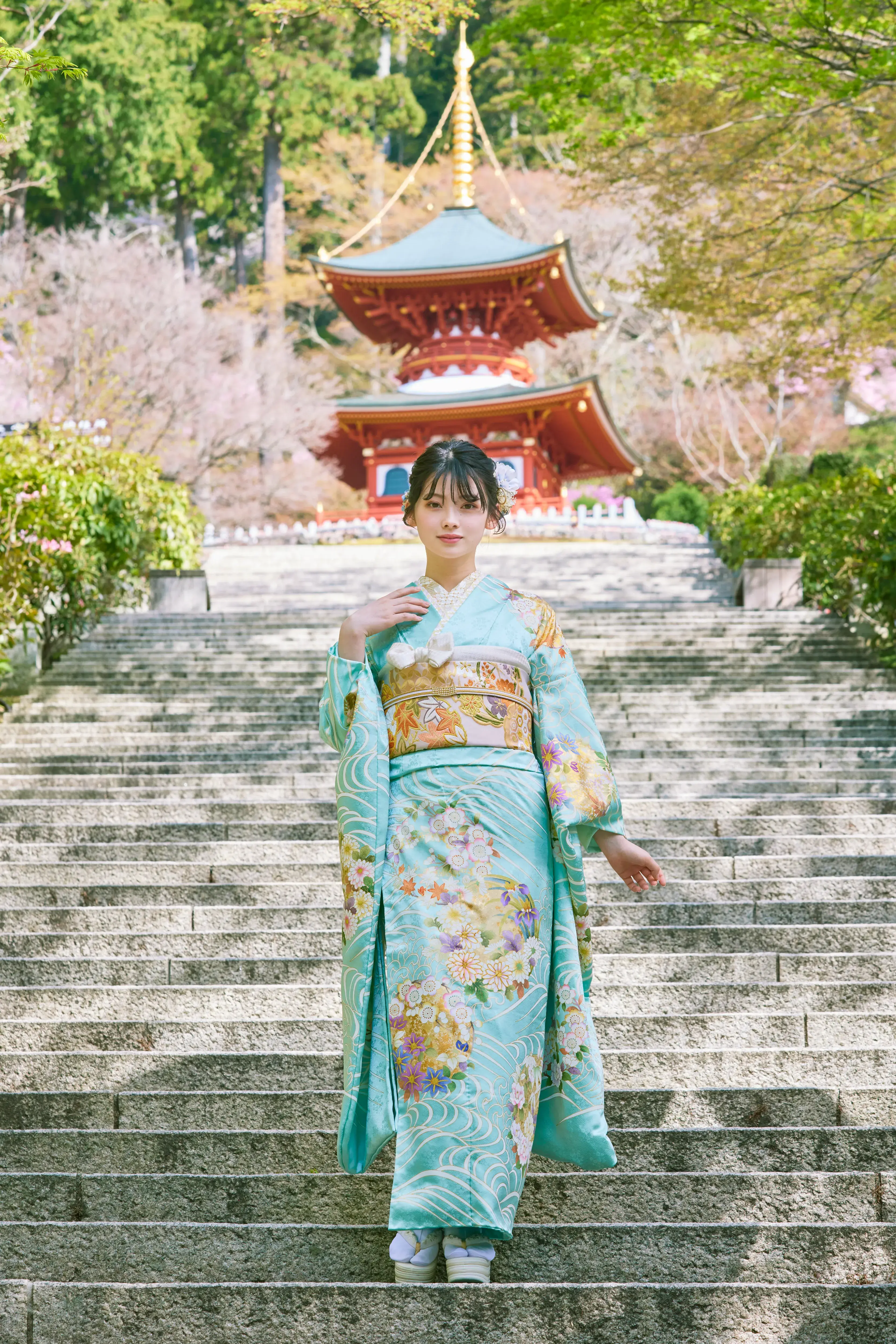 水色　最高級手描友禅/吉澤織物　上品　清楚　南琴奈