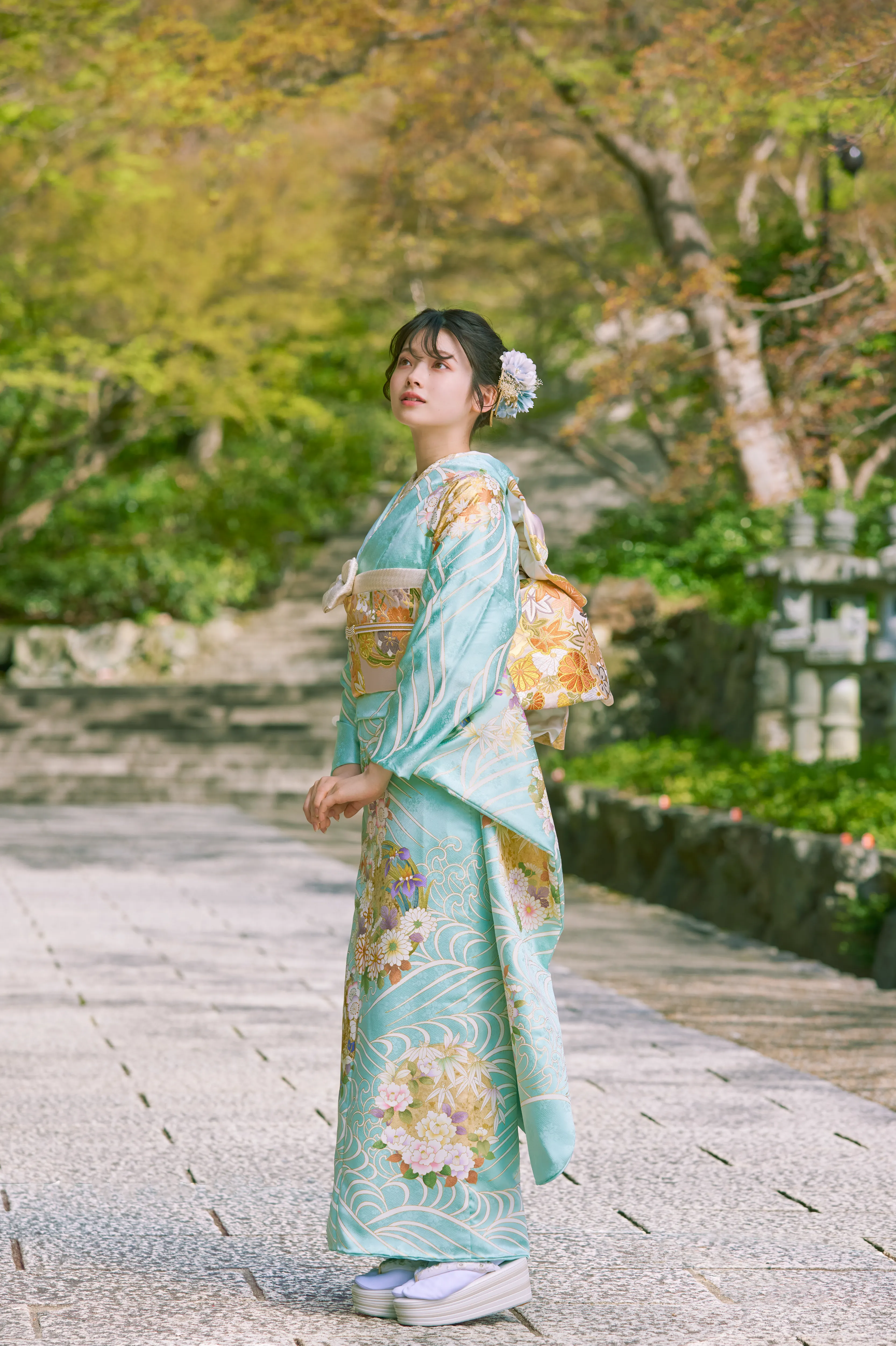 水色　最高級手描友禅/吉澤織物　上品　清楚　南琴奈