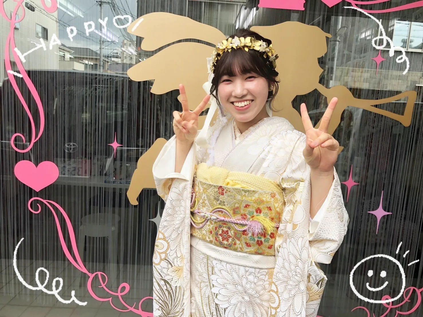 振袖 レンタル 奈良 前撮り くすみ古典 清楚 上品 オフカラー 白 金 ゴールド オシャレ