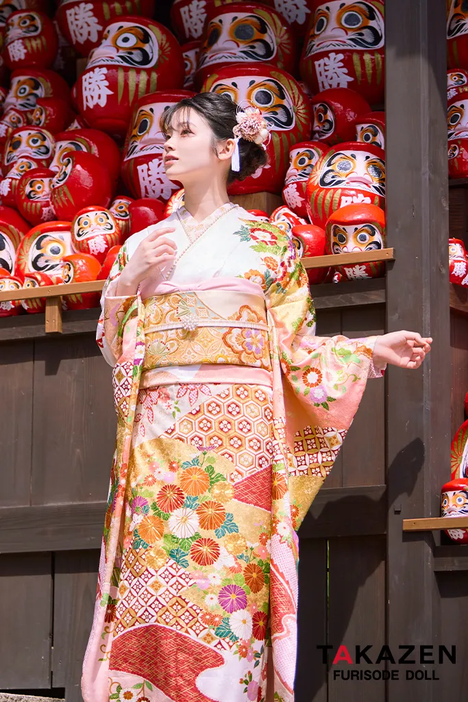TAKAZENのレンタル振袖 プレミアム古典　吉澤織物/最高級染繍桶絞り友禅　ピンク　清楚　高級振袖　南琴奈【通販可】LB31