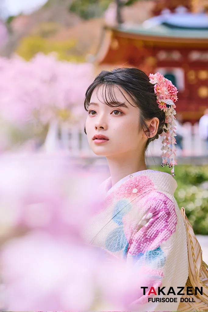 TAKAZENのレンタル振袖 最上級“藤娘きぬたや”　白/ピンク　藤の花　総絞り　高級振袖　百貨店価格振袖表地単品100万円　南琴奈【通販可】LB32