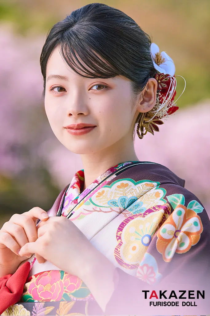 TAKAZENのレンタル振袖 プレミアム古典 白/ブラウン(茶色) 吉澤織物 こっぽりウサギ はんなり かわいい 最高級振袖 南琴奈【通販可】LB34