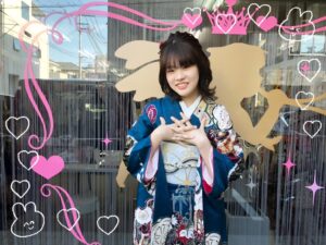 振袖 レンタル 奈良 前撮り ヴィンテージ 古典柄 青/黒 豪華 個性的 ブーツ