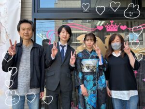 振袖 レンタル 奈良 前撮り クール系 青/黒 牡丹柄 目立つ 派手 豪華 カッコいい振袖 モード ギャル