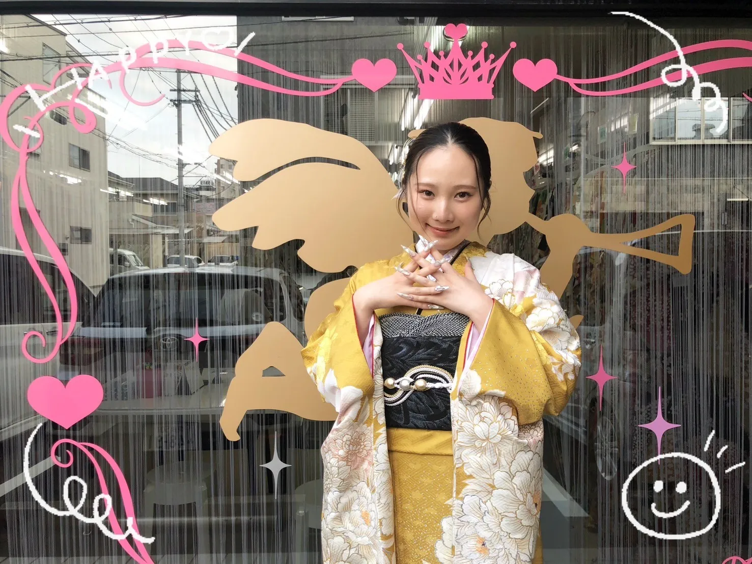 振袖 レンタル 奈良 前撮り 正統派古典 マスタード/からし ボタン柄/藤の花柄 ヴィンテージスタイル 假屋崎省吾ブランド 大人っぽい