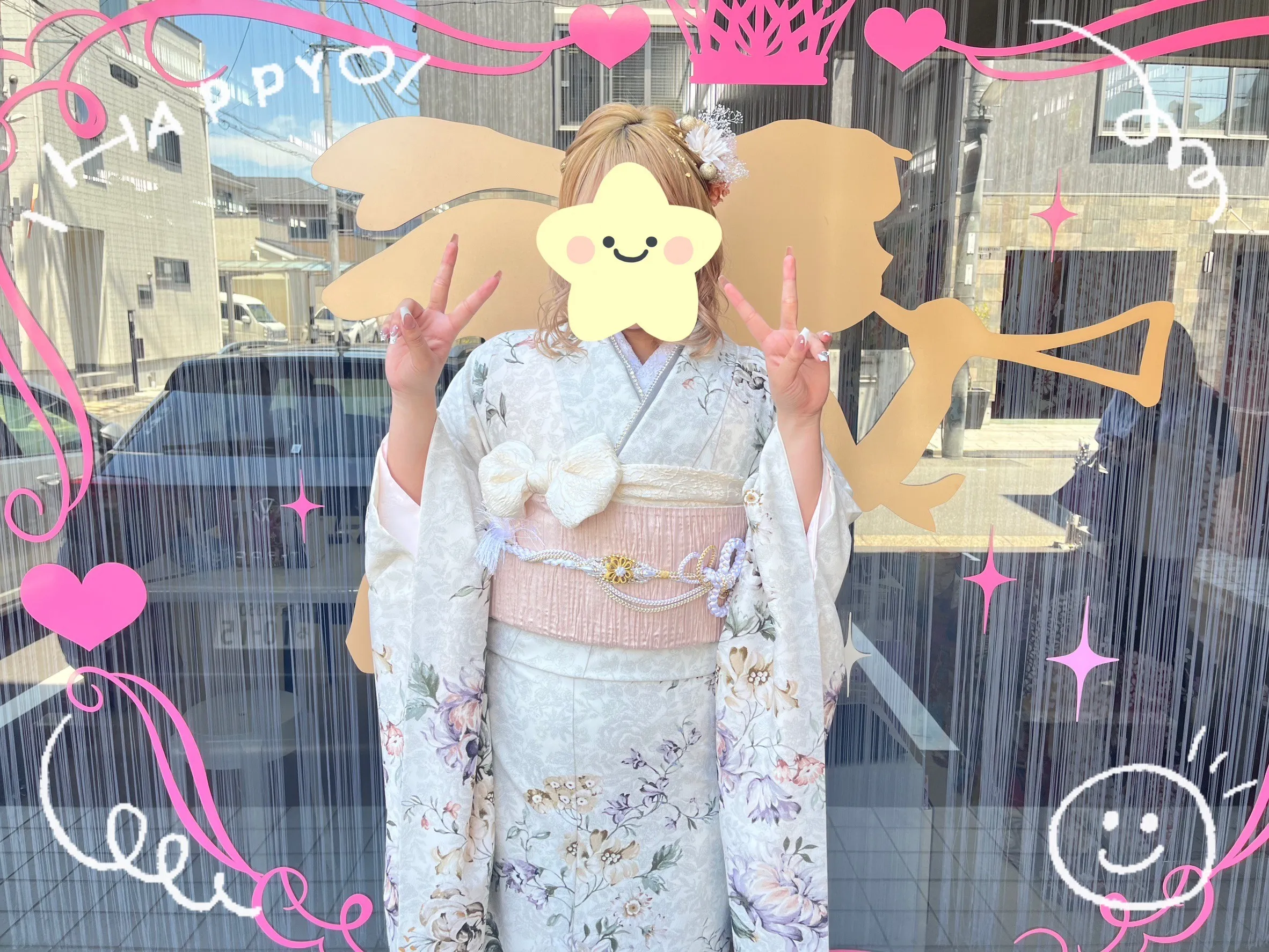 振袖 レンタル 奈良 振袖安い 最新作くすみカラーガーリー アイボリー/白ベース ボタニカルフラワー JILL STUART(ジルスチュアート) かわいらしい オフカラー 香音ちゃん