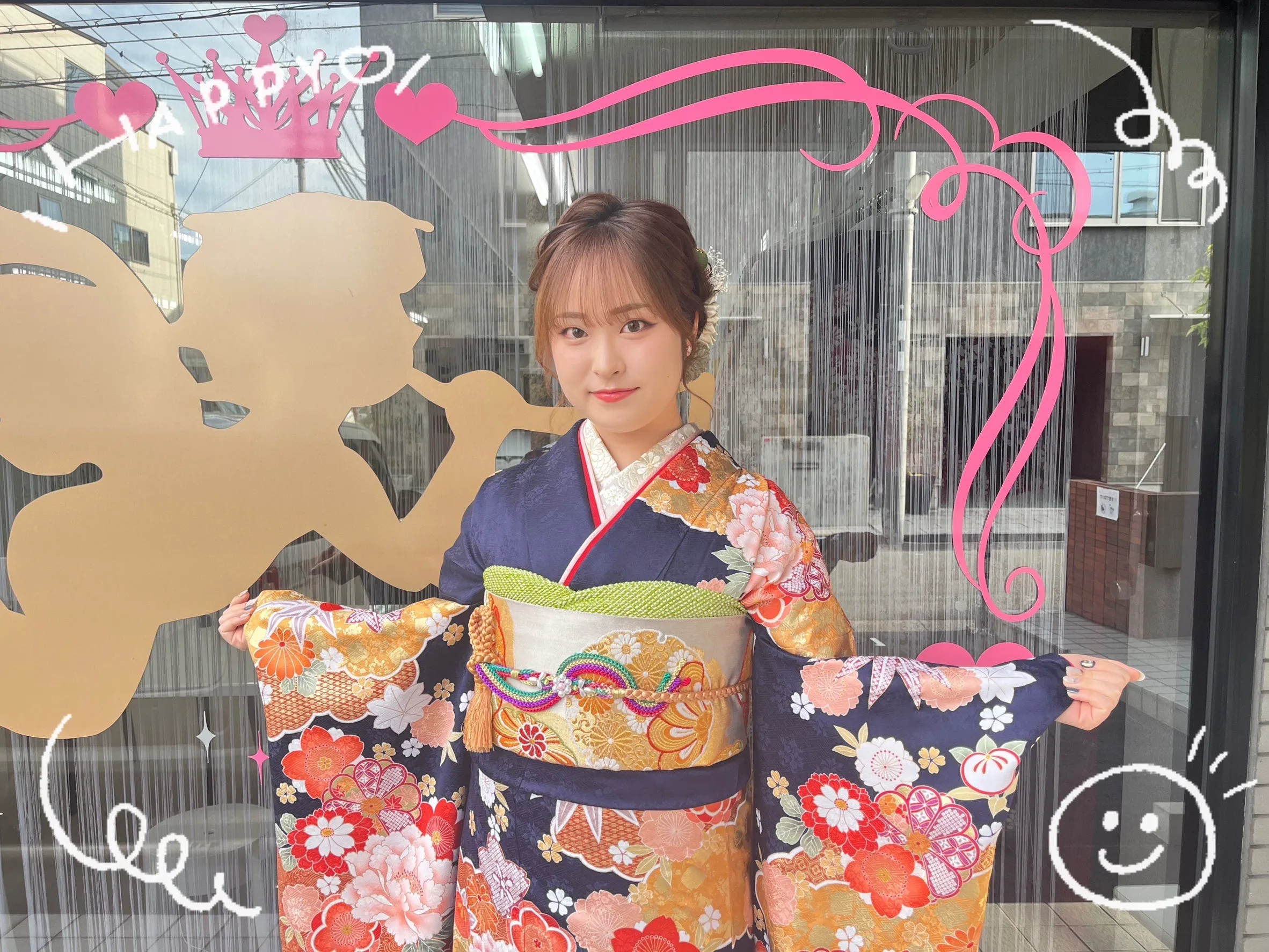 振袖 レンタル 奈良 振袖安い 正統派古典 紺/金色/ネイビー 牡丹柄 はんなり 上品 王道 大和撫子