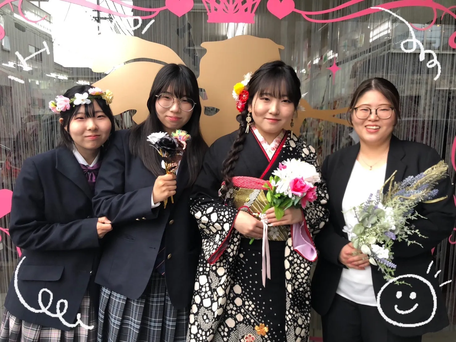 振袖 レンタル 奈良 前撮り 黒色 古典柄 和柄 正統派 豪華