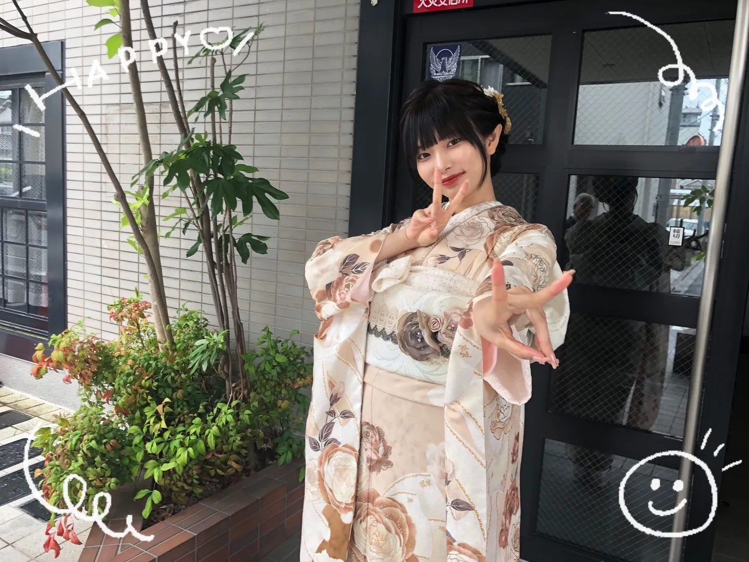振袖 レンタル 奈良 前撮り ヘップバーン ベージュ/淡色/くすみ エレガント お洒落