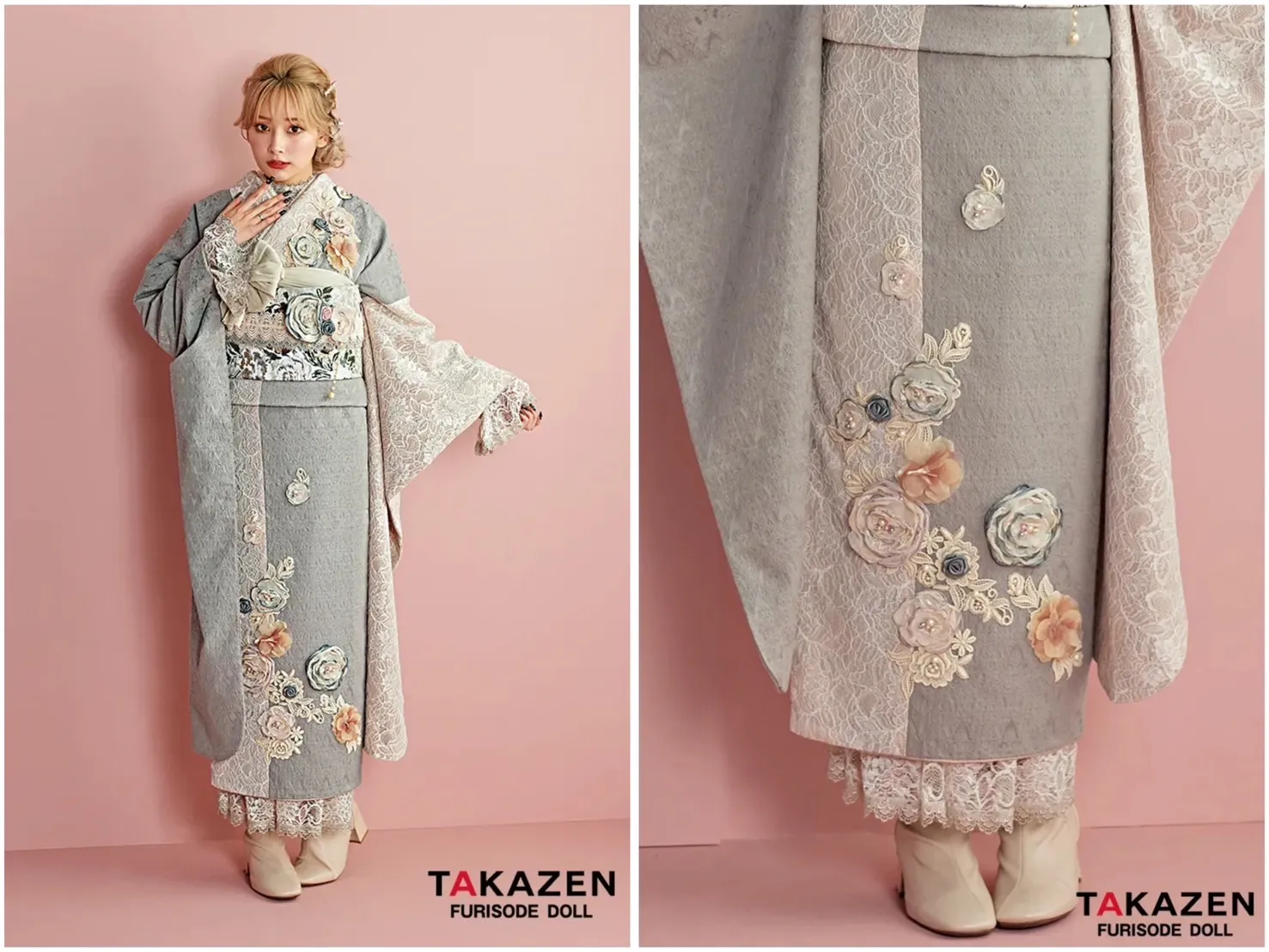 成人式　振袖レンタル　TAKAZENオリジナル　ミニョン　立体花　イマドキオシャレ