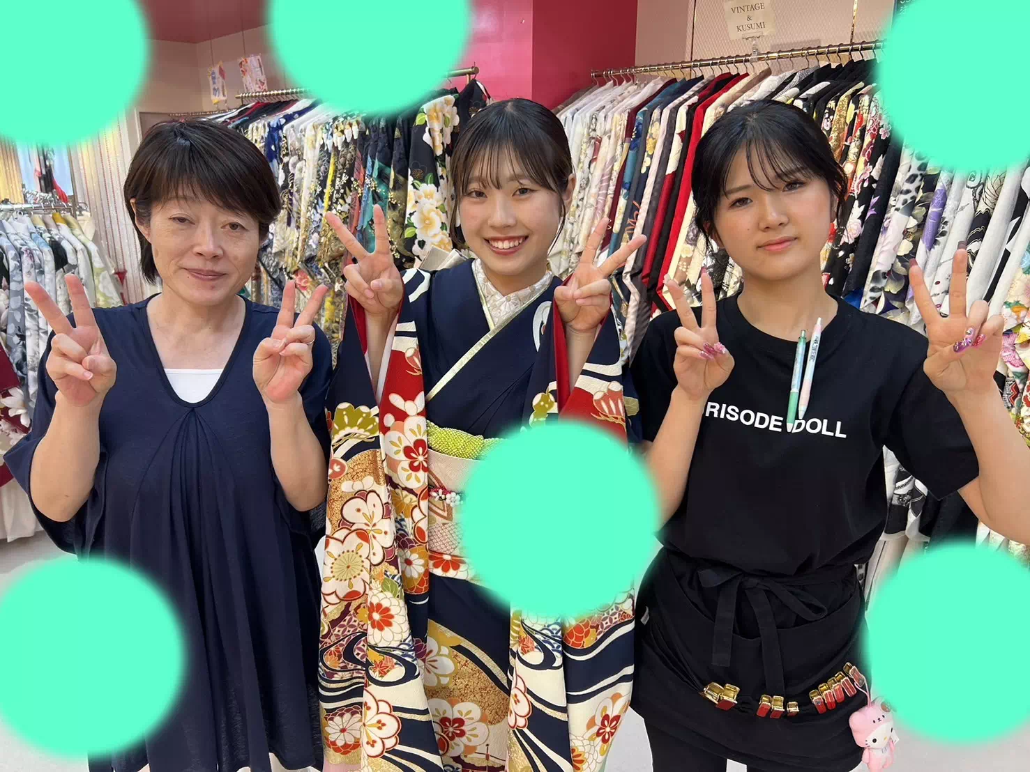 TAKAZEN神戸店 振袖レンタル 古典 紺色 かわいい イマドキ 成人式 写真 前撮り