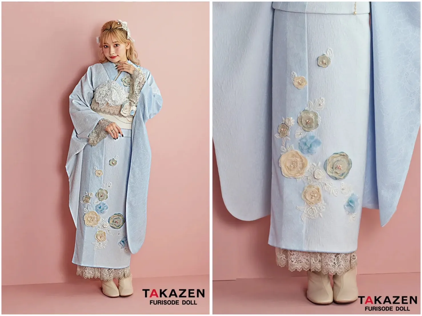 成人式　振袖レンタル　TAKAZENオリジナル　ミニョン　立体花　イマドキオシャレ