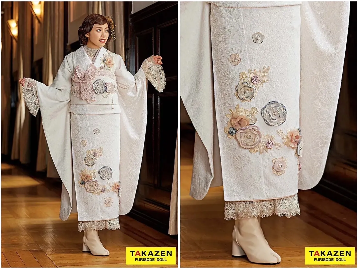 成人式　振袖レンタル　TAKAZENオリジナル　ミニョン　立体花　イマドキオシャレ