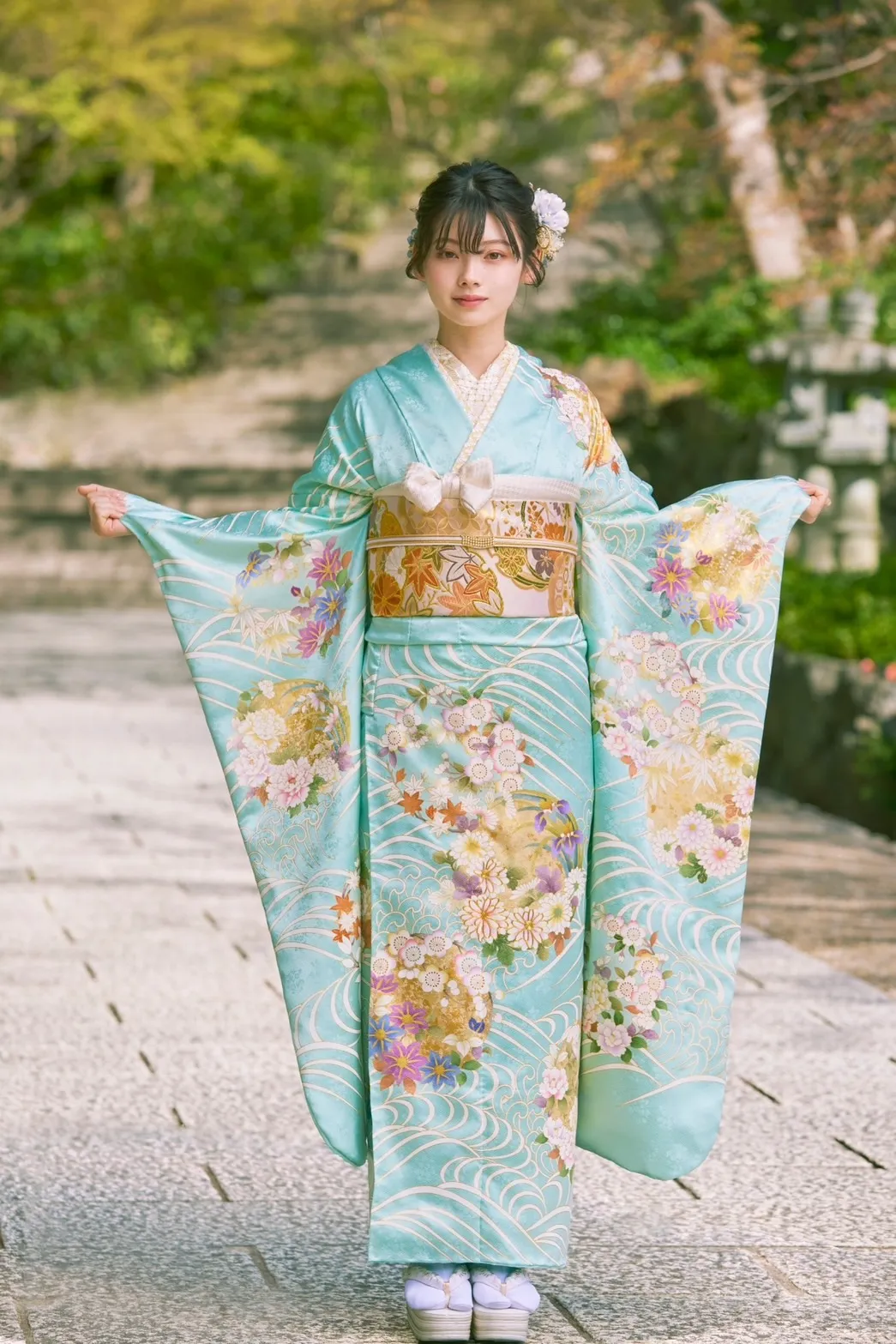南琴奈 勝尾寺 振袖レンタル 成人式 水色 古典 かわいい