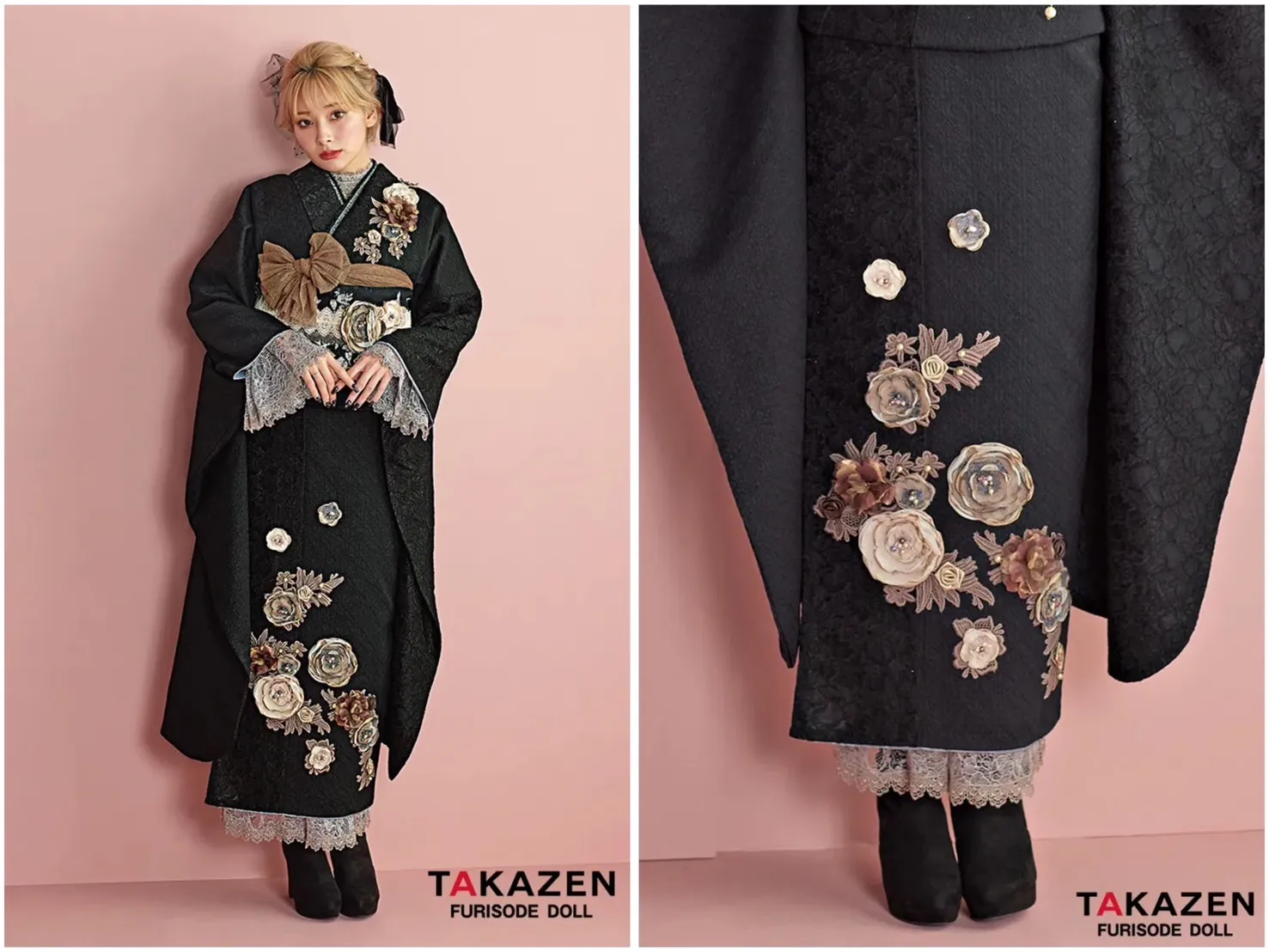 成人式　振袖レンタル　TAKAZENオリジナル　ミニョン　立体花　イマドキオシャレ