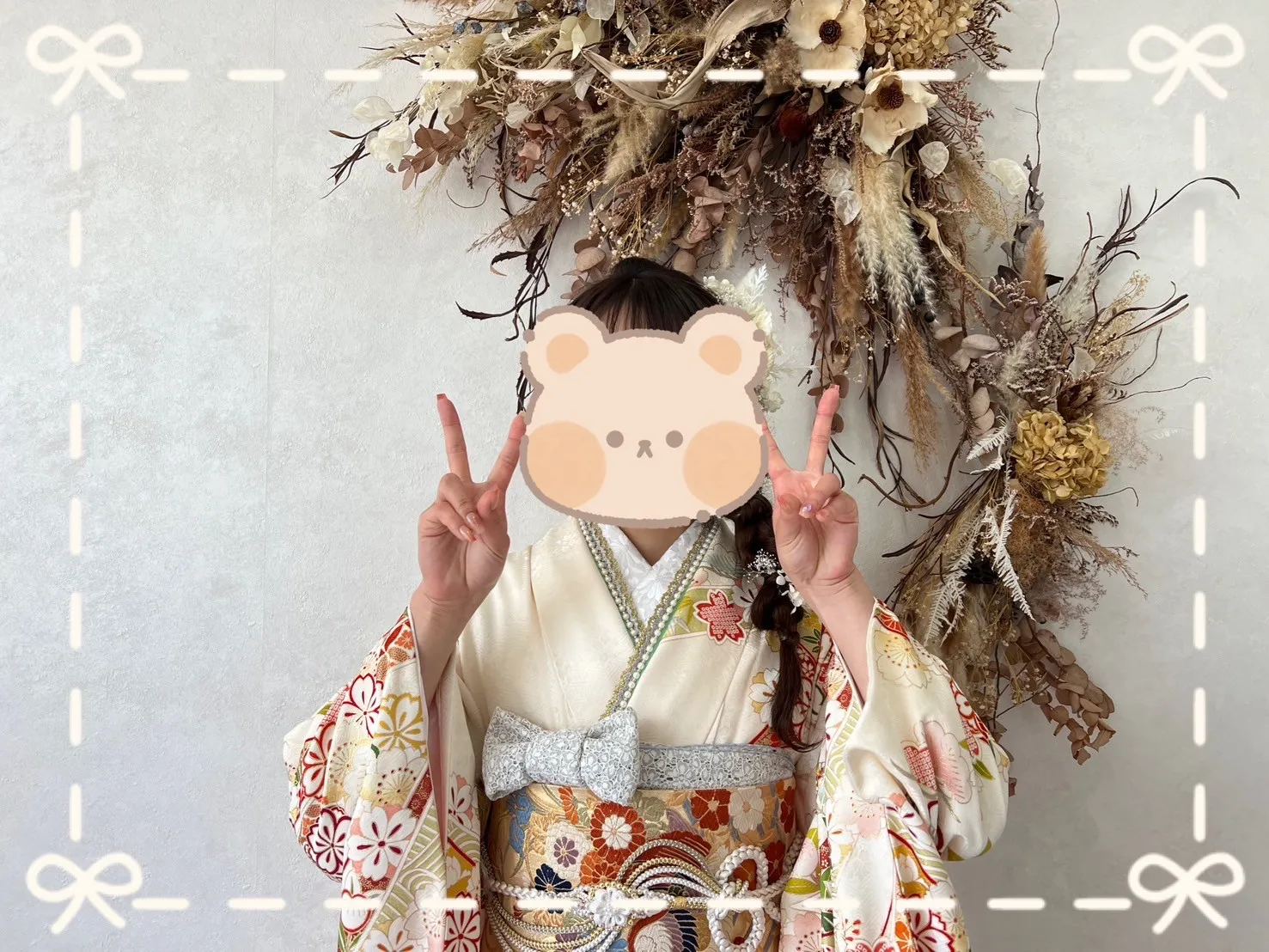 振袖 レンタル 橿原 前撮り 古典柄 豪華 白 クリーム