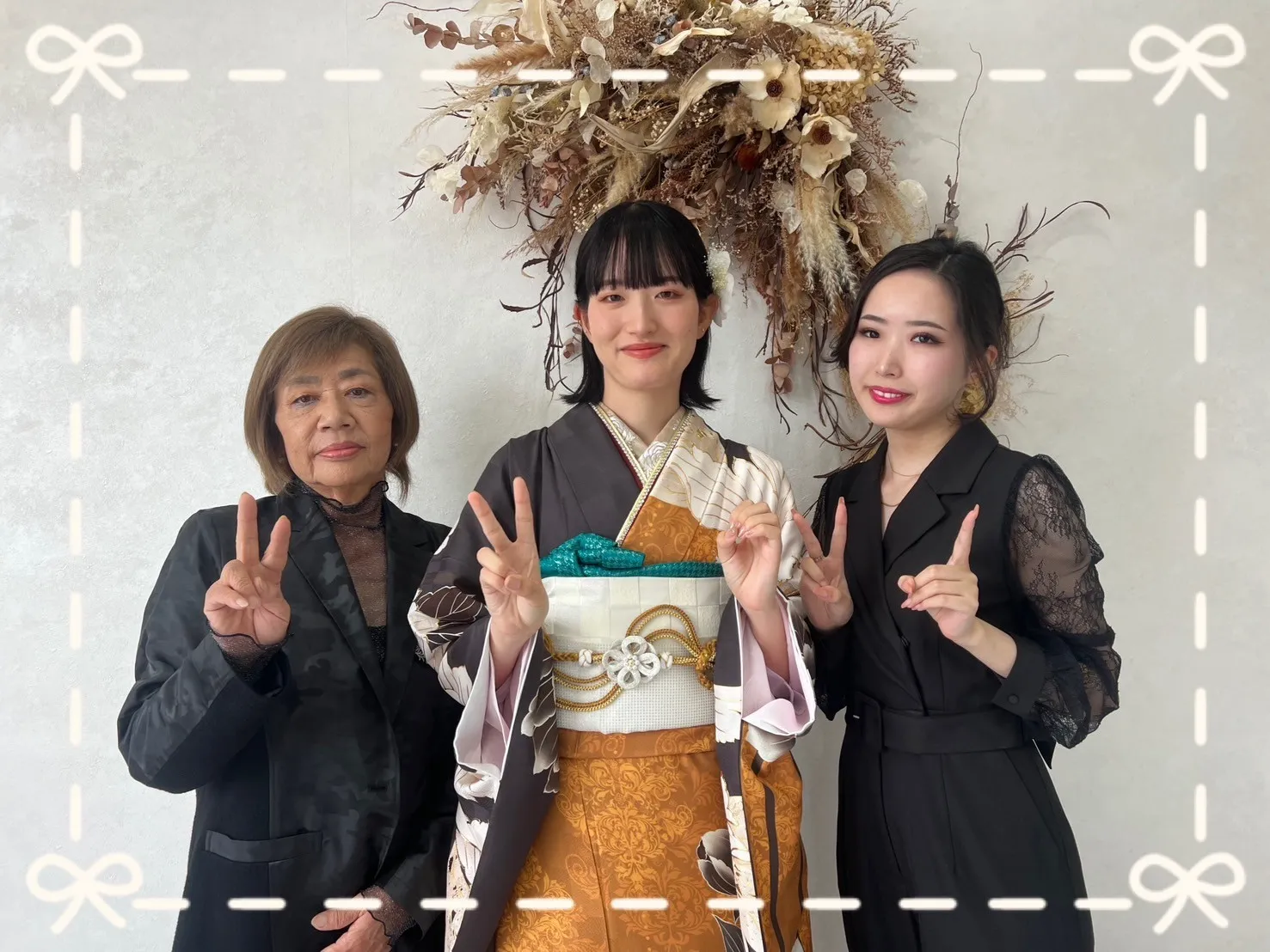 振袖 レンタル 橿原 前撮り 古典柄 ツートンカラー からし 黒 おしゃれ