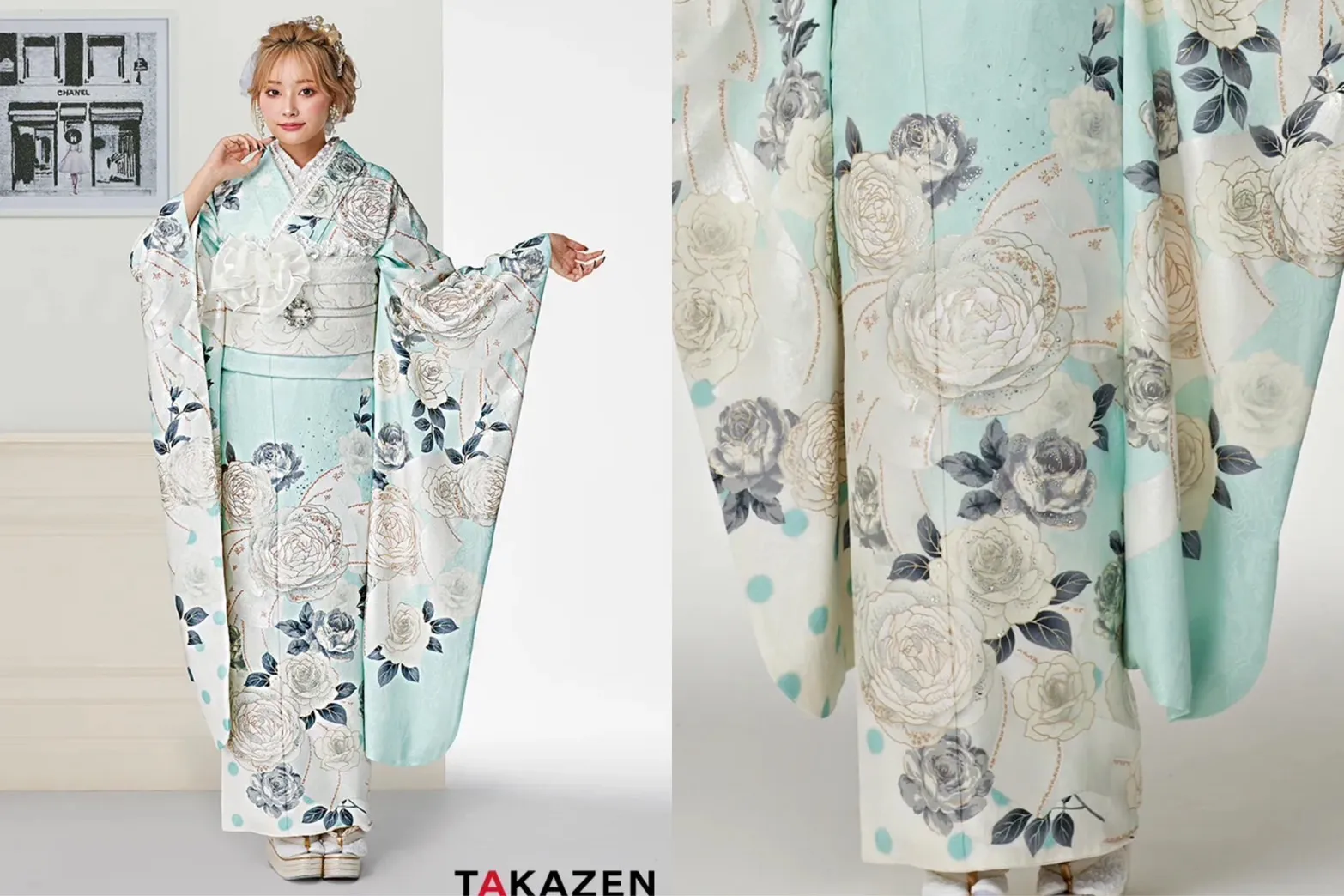 TAKAZENオリジナル　ヘップバーン　キラキラ　お振袖
