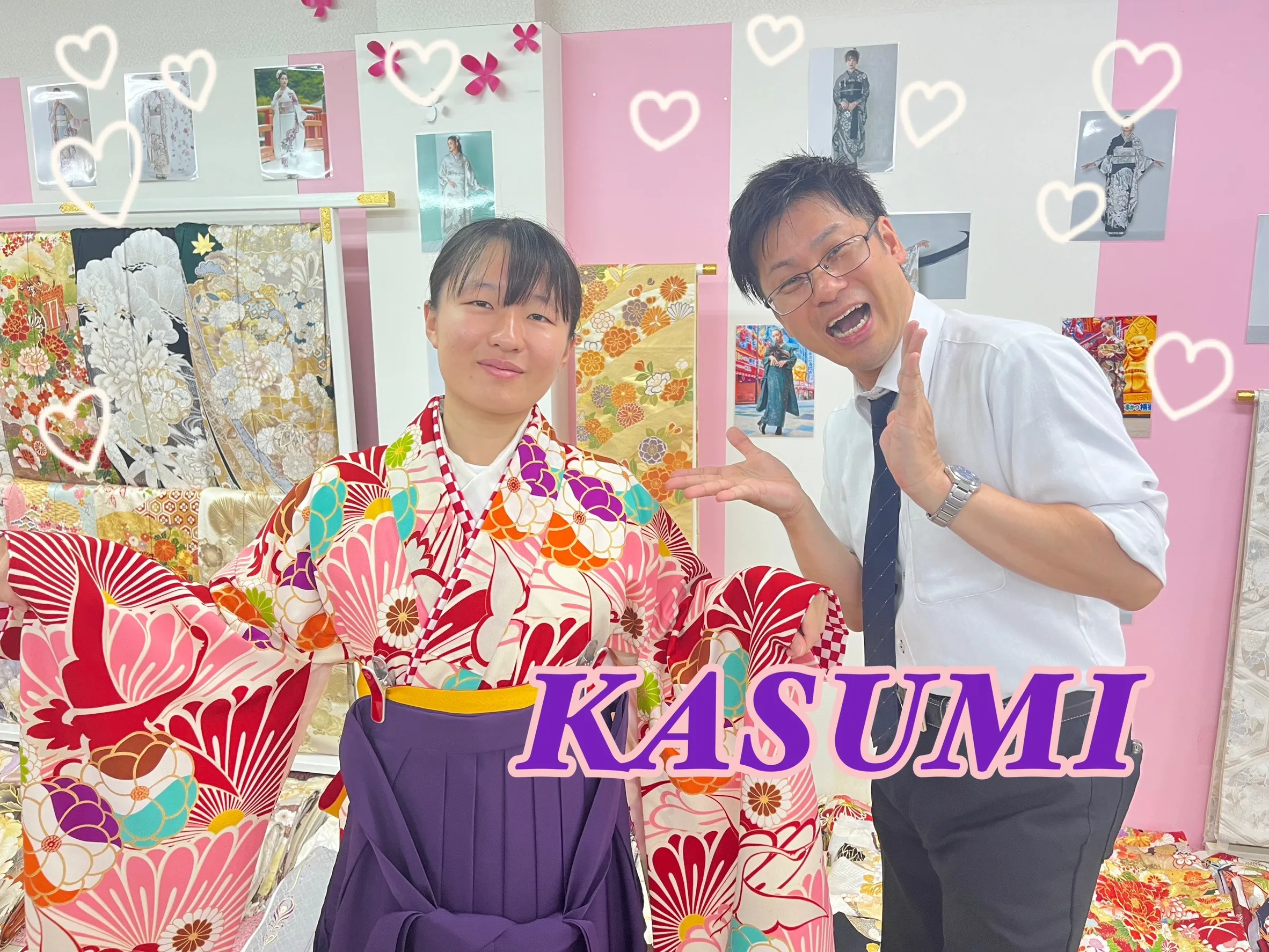 袴 レンタル 奈良 JAPANSTYLE×中村里砂ブランド袴 ピンク/赤/オレンジ 鶴柄 可愛い 暖色系
