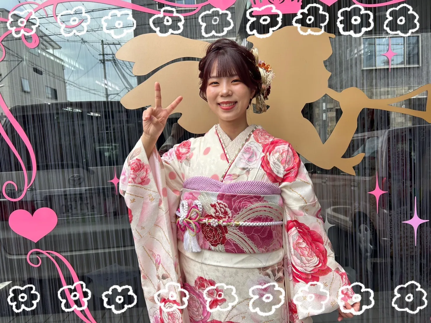 振袖 レンタル 奈良 振袖安い キュートガーリー 淡色/白/ピンク リボン柄/ドット柄 甘め あざとかわいい リボンアレンジ 女の子らしい