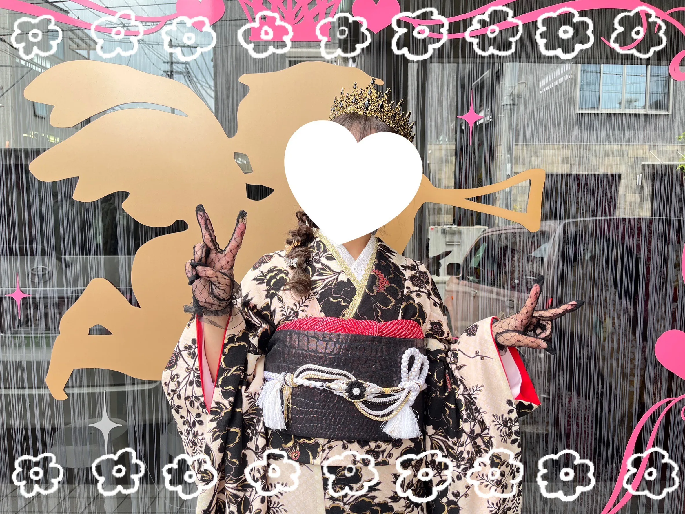 振袖 レンタル 奈良 振袖安い ニューくすみレトロ ベージュ/ブラウン 牡丹柄 大正ロマン アンティーク調 レースインナー/足袋ブーツコーデ 香音ちゃん