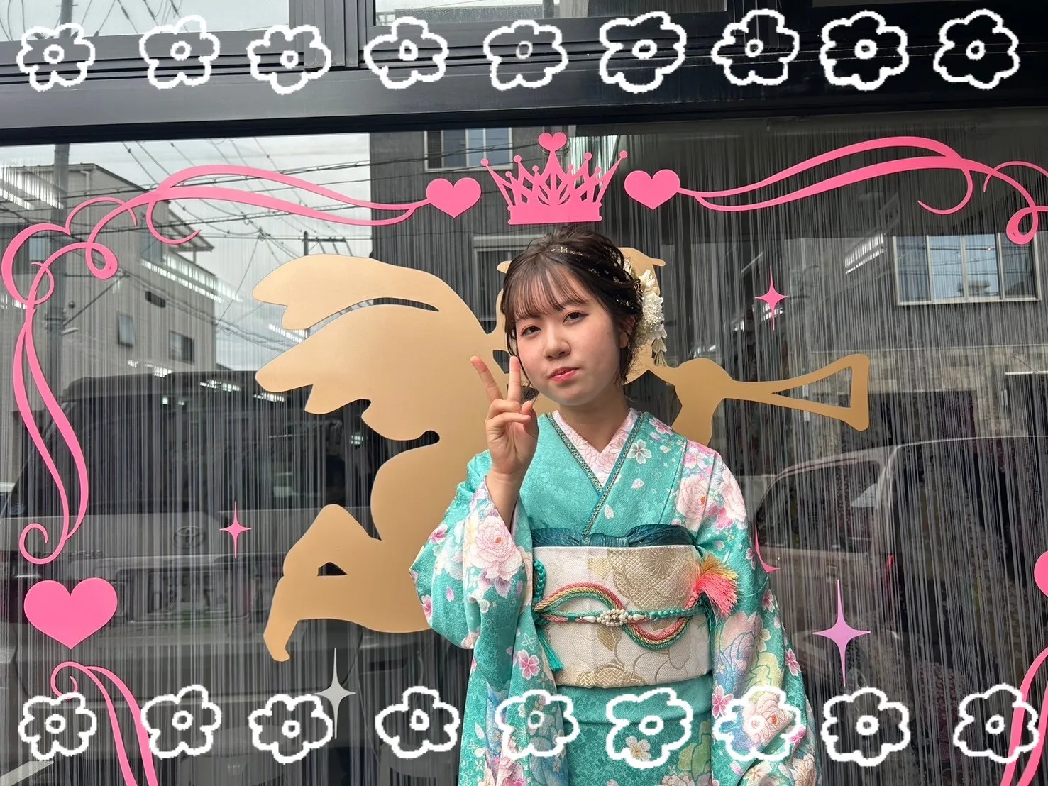 振袖 レンタル 奈良 振袖安い 古典 かわいい 華やか 緑 エメラルドグリーン 綺麗