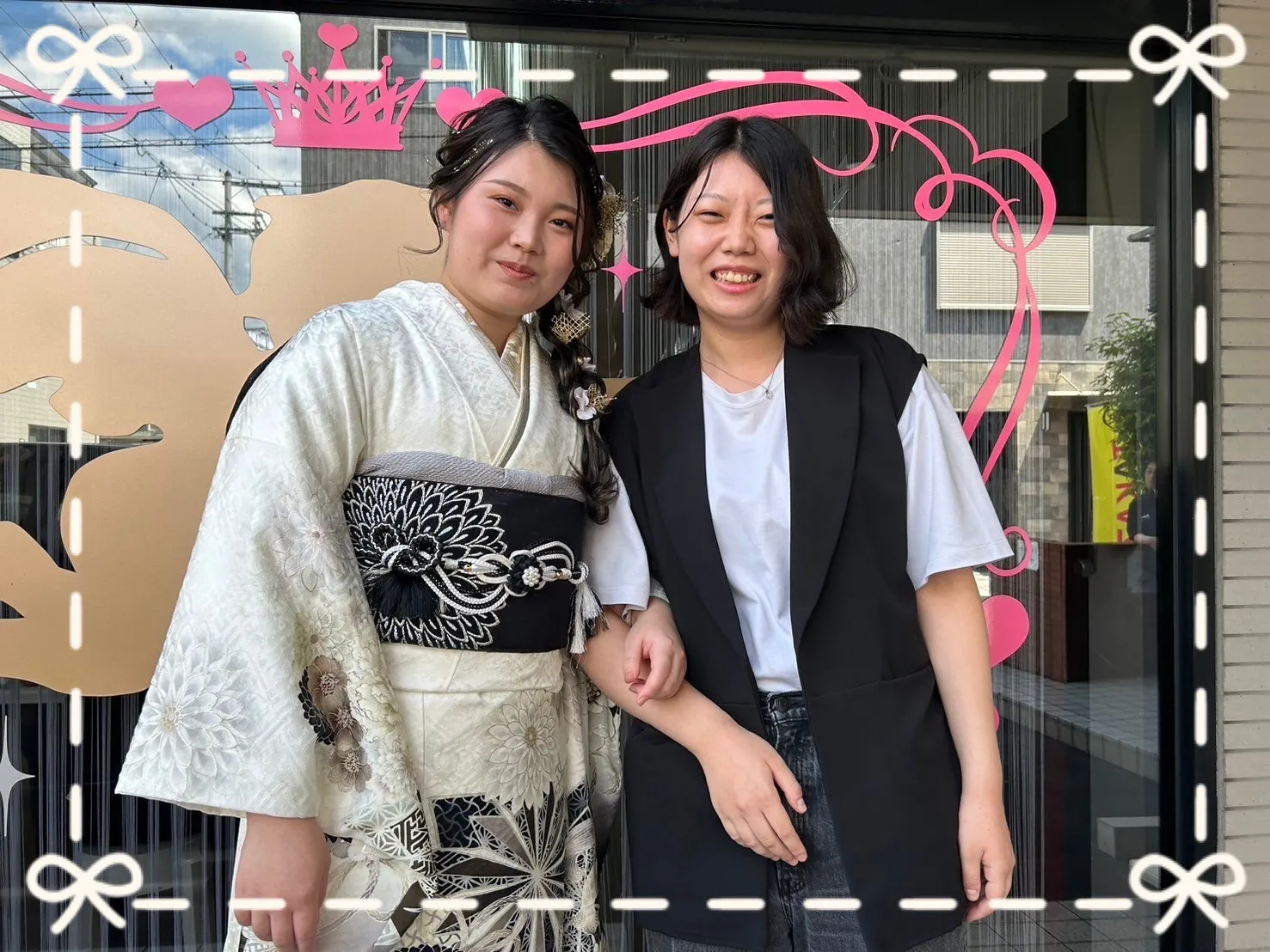 振袖 レンタル 奈良 振袖安い 九重×中村里砂 白/クリーム/黒/モノトーン 菊柄 統一感/大人っぽい/おしゃれ/可愛い/落ち着いた