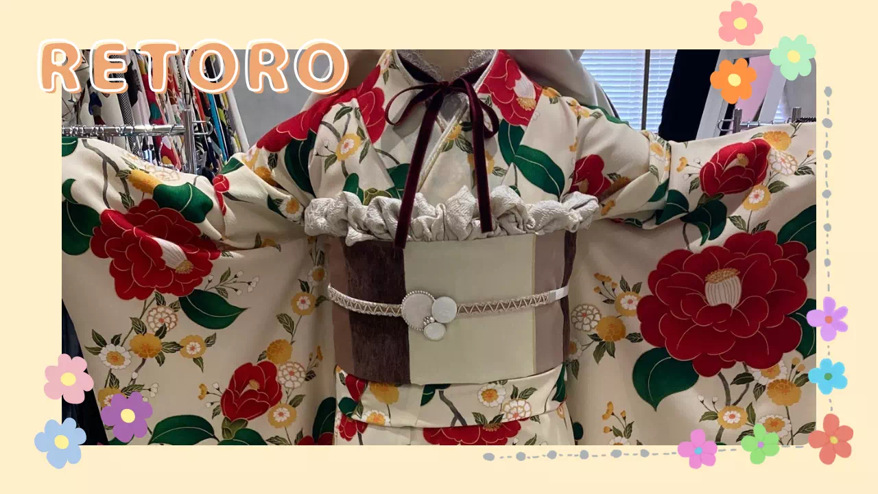 【TAKAZEN姫路店】♡1日 明るくポップな雰囲気が可愛い!鮮やかな赤色ツバキのレトロ振袖のご紹介♡