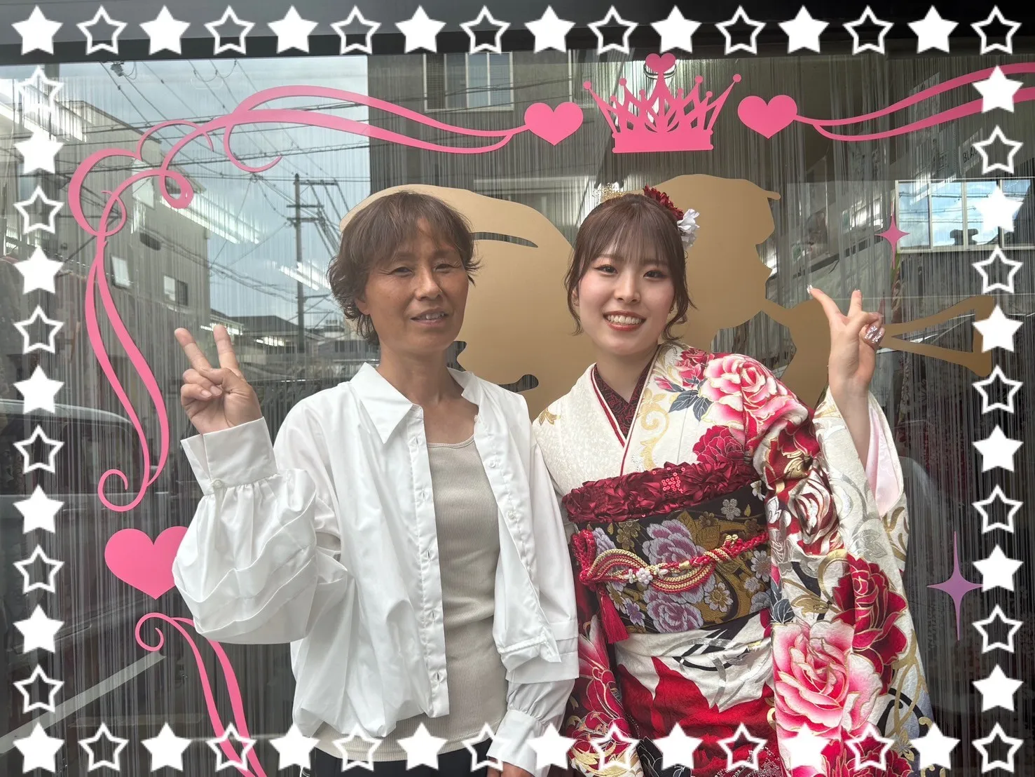 成人式　振袖　前撮り撮影会　奈良　モード系　赤/白/ピンク　バラ柄　派手　華やか　ゴージャス　ギャル振袖　人気　かわいい　中村りおん