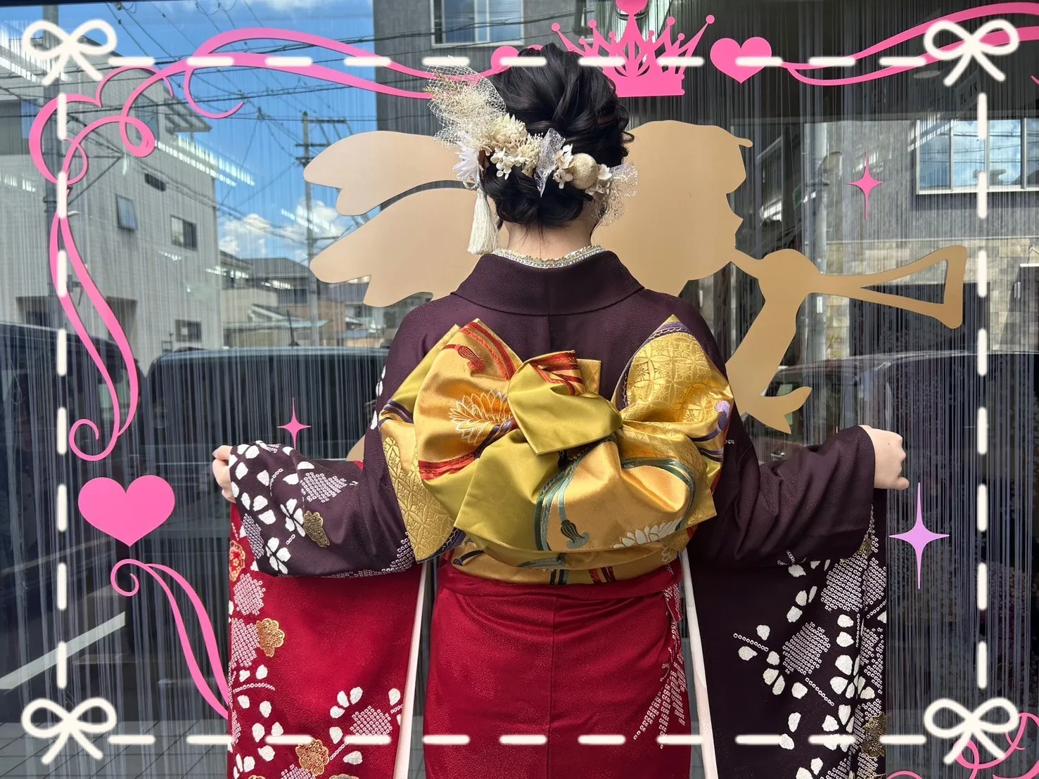 成人式　振袖　前撮り撮影会　奈良　かわいい　綺麗　絞り柄　赤　持ち込み　華やか