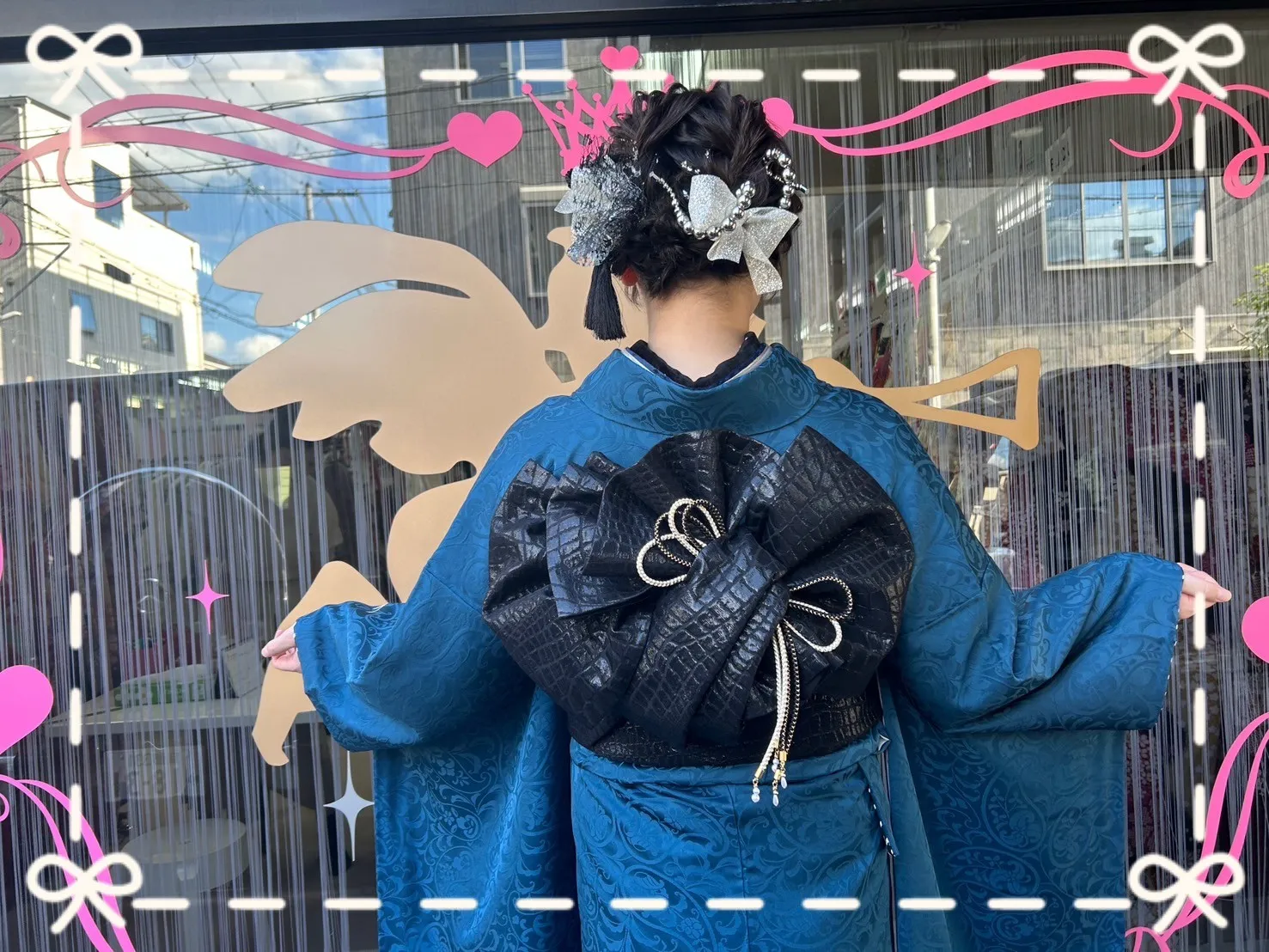 成人式 振袖 前撮り撮影会 ヴィンテージ かっこいい 青 シンプル かっこいい 統一感 バラ