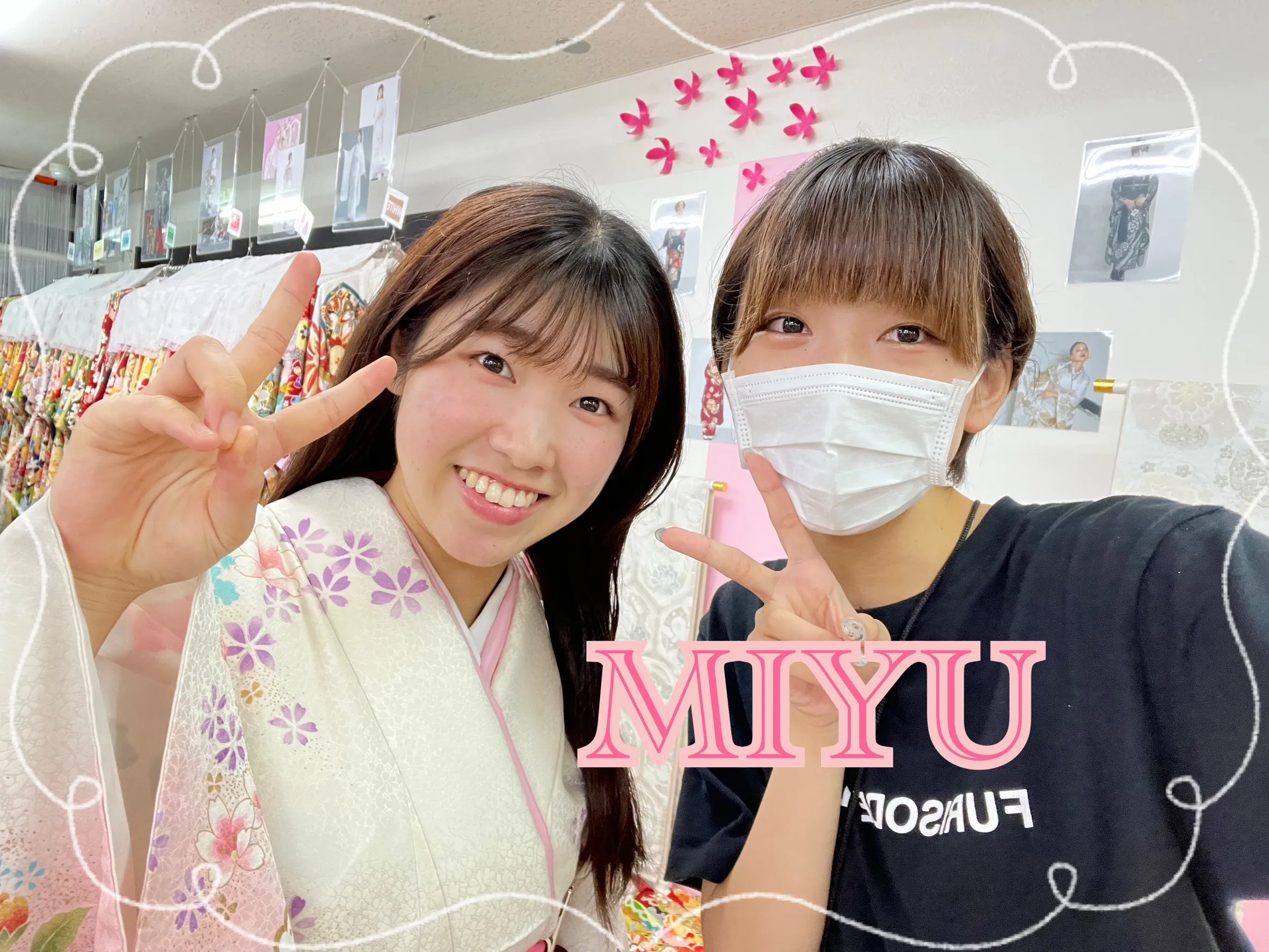 袴 レンタル 奈良 かわいい 女の子らしい ピンク 白 統一感 小花柄