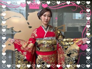 成人式　振袖　前撮り撮影会　奈良　赤　金　モード　オリジナル　かっこいい　派手
