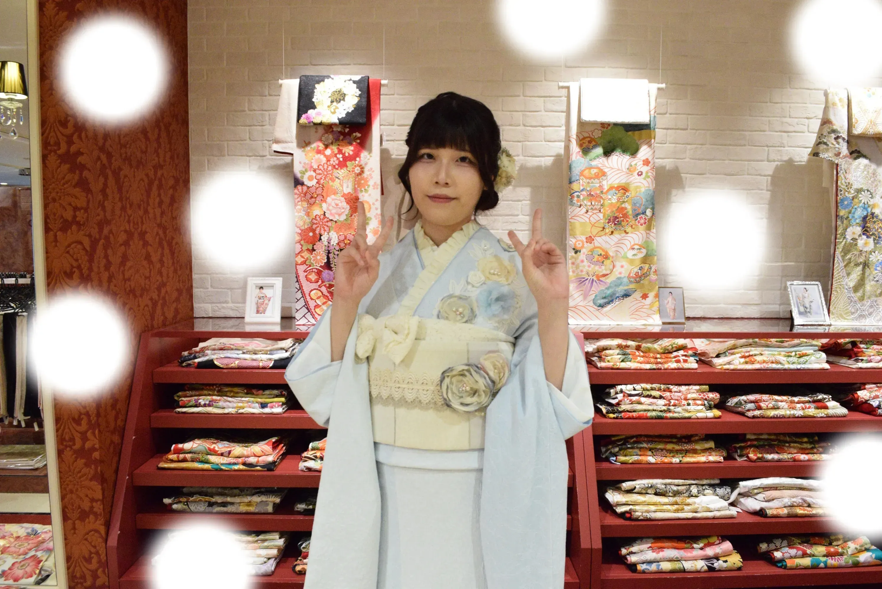 成人式　前撮り　梅田　水色　可愛い　シンプル