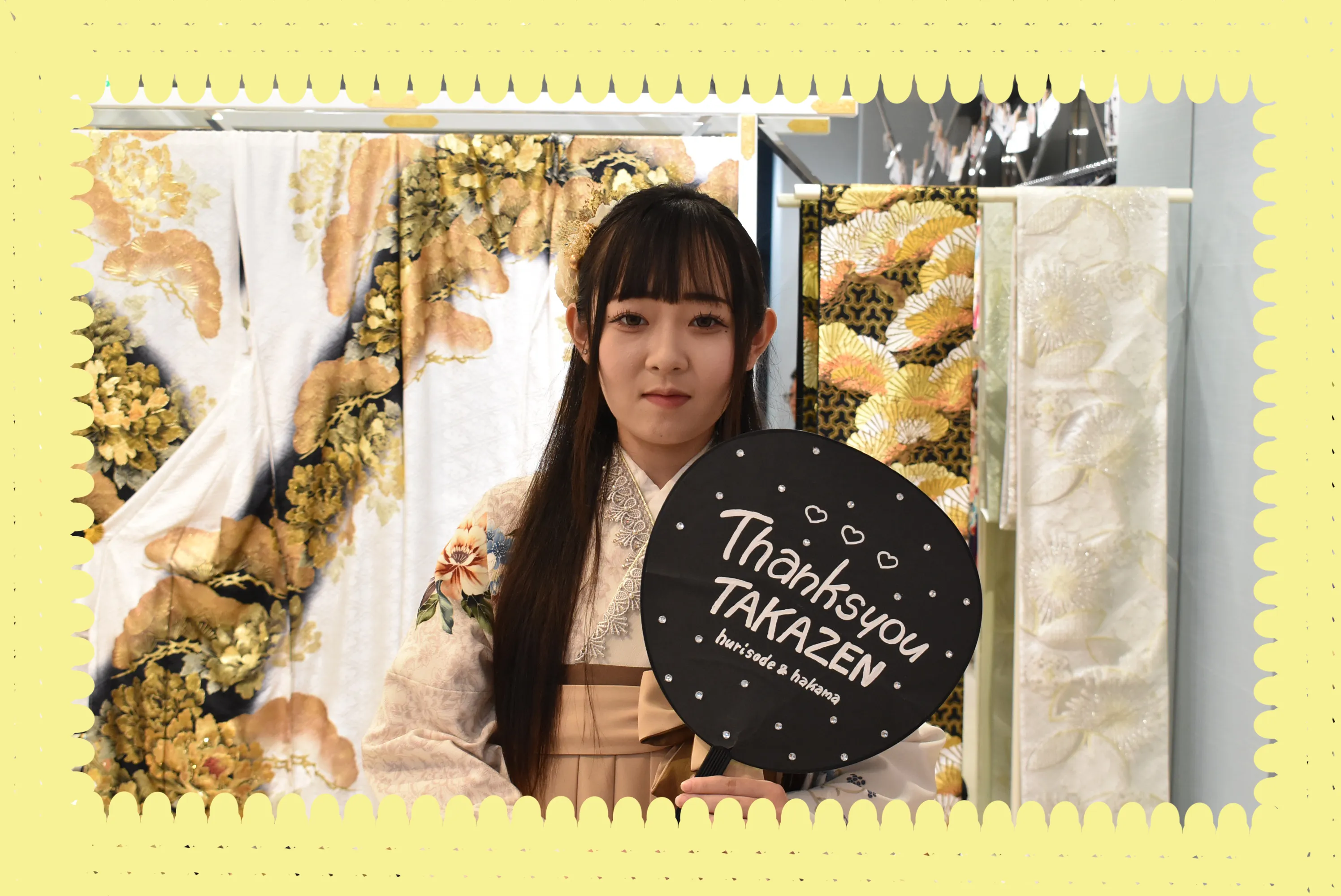 TAKAZEN　タカゼン　卒業式袴　袴レンタル　くすみ　白ベース　かわいい　