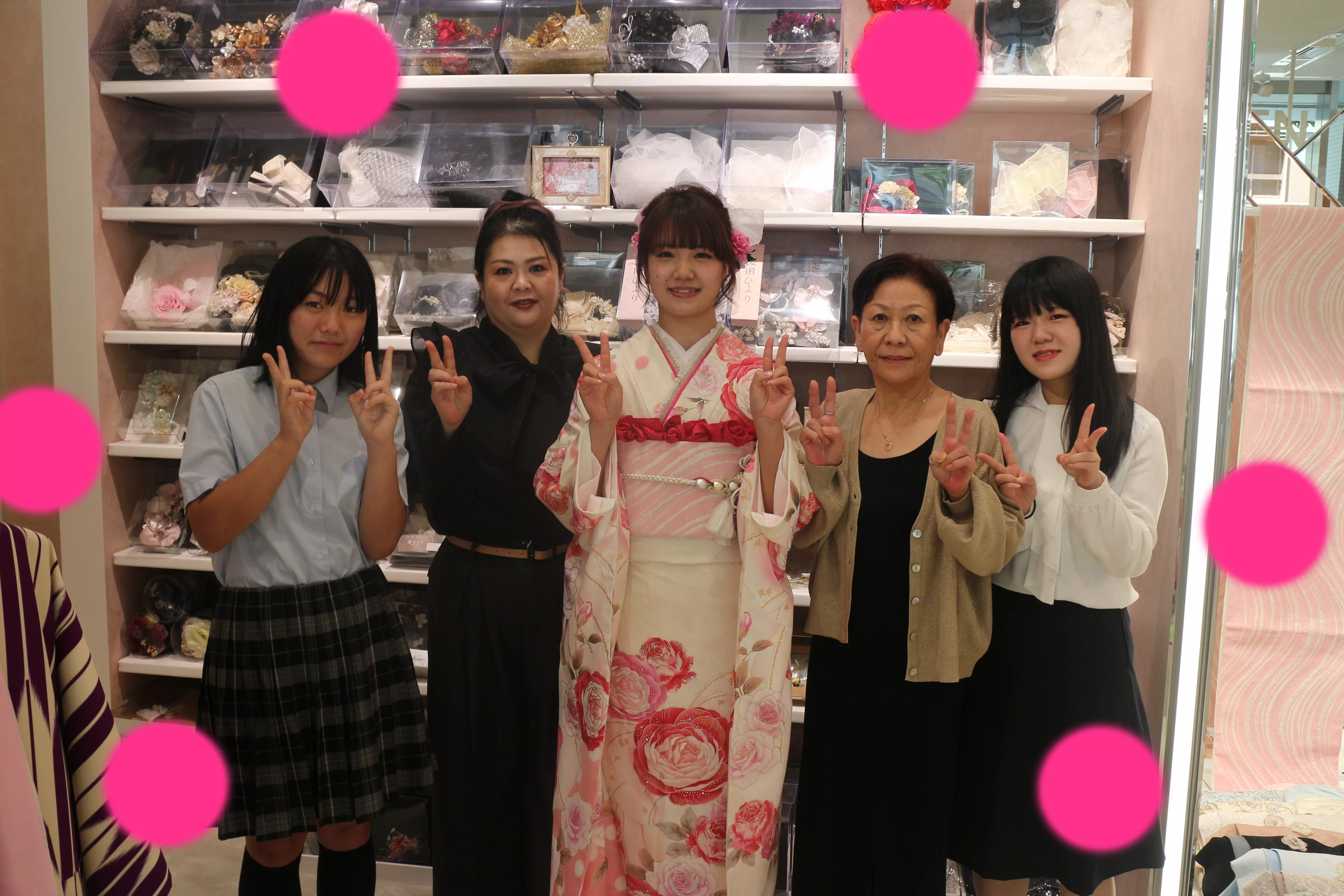 TAKAZEN神戸店　前撮り撮影会　イマドキ　カワイイ　コディネート　振袖　レンタル　袴　