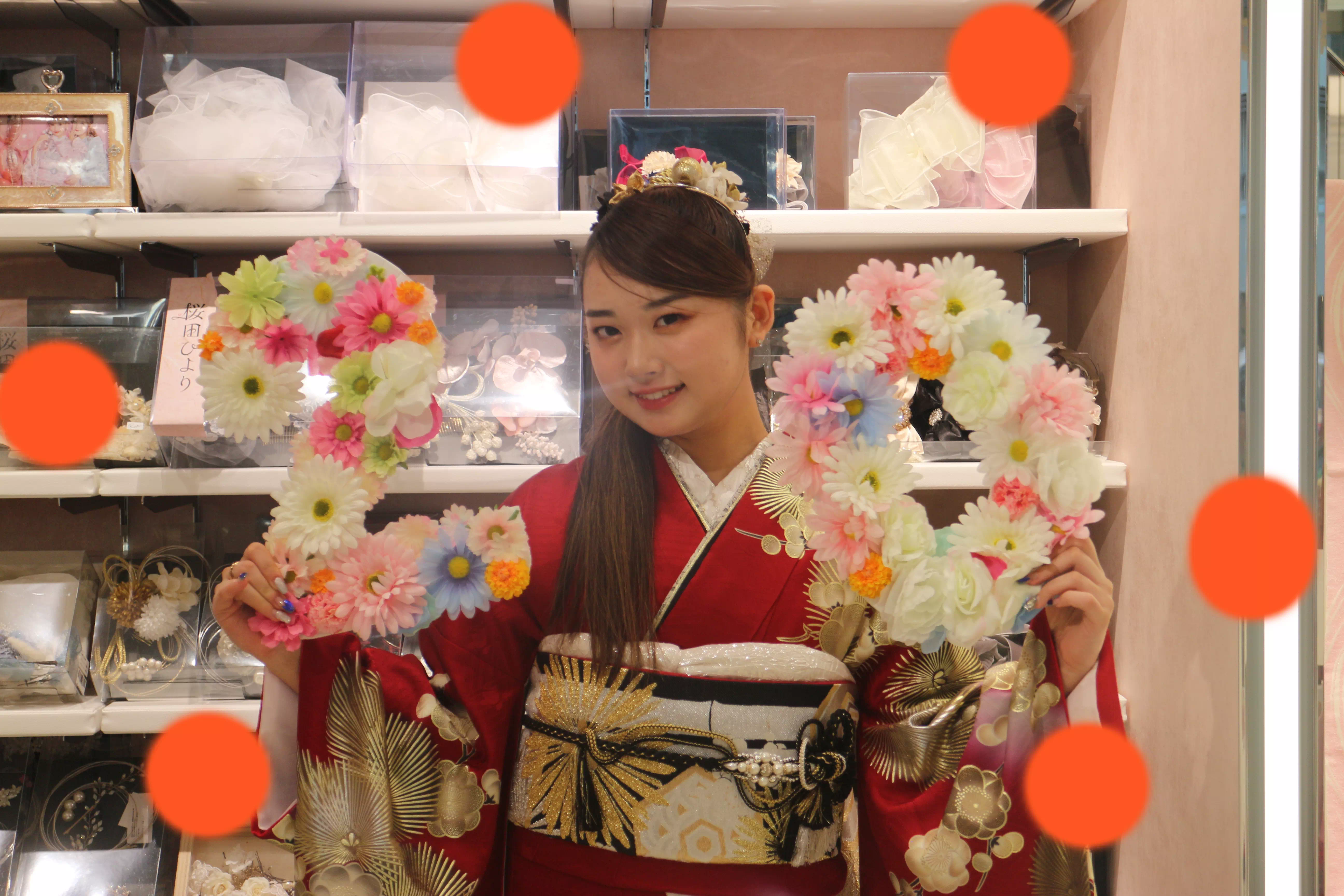 TAKAZEN神戸店　前撮り撮影会　イマドキ　カワイイ　コディネート　振袖　レンタル　袴　