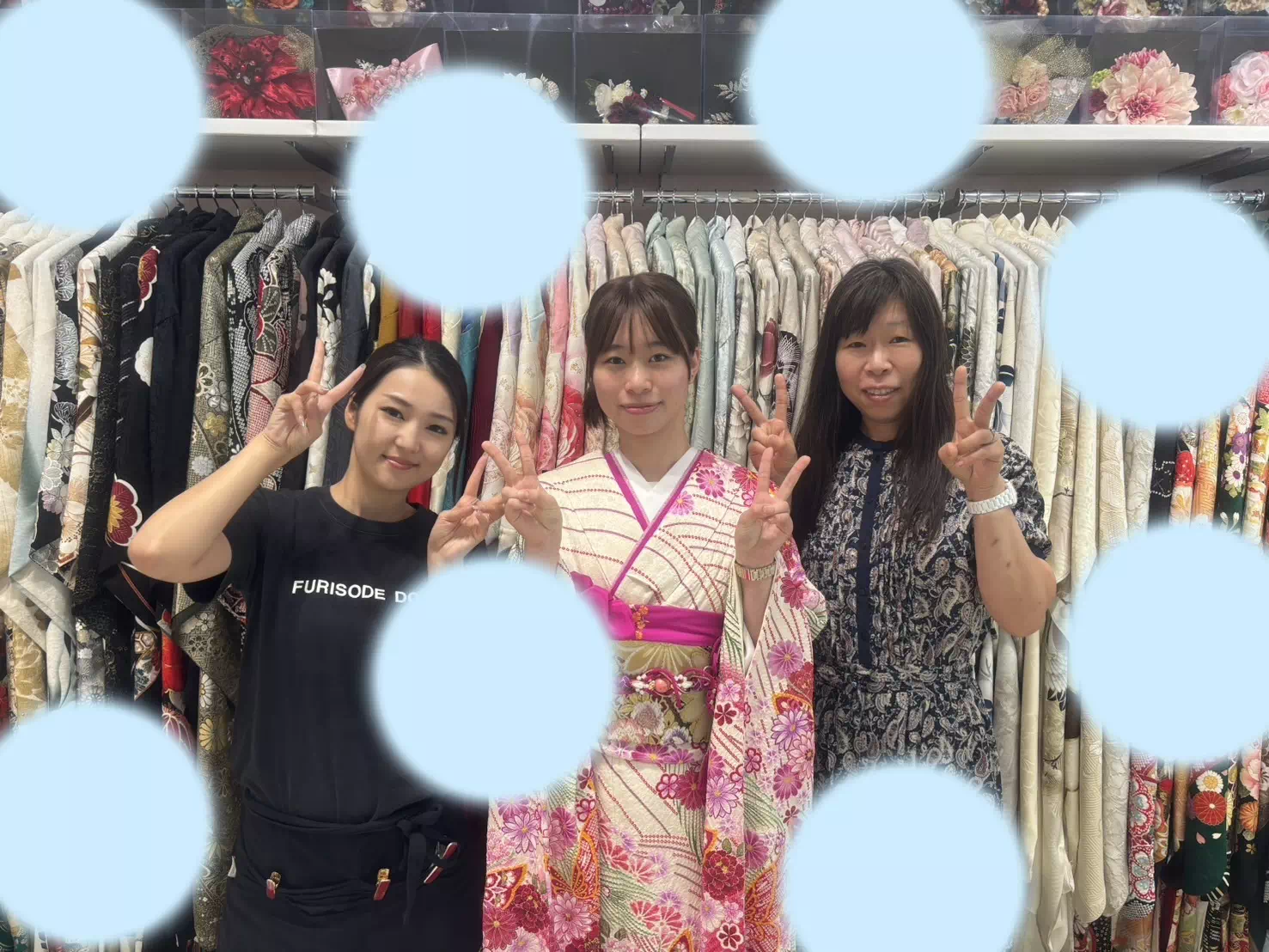 TAKAZEN神戸店　　持込ショット　　ピンク　前撮り撮影会　イマドキ　カワイイ　コディネート　振袖　レンタル　袴　