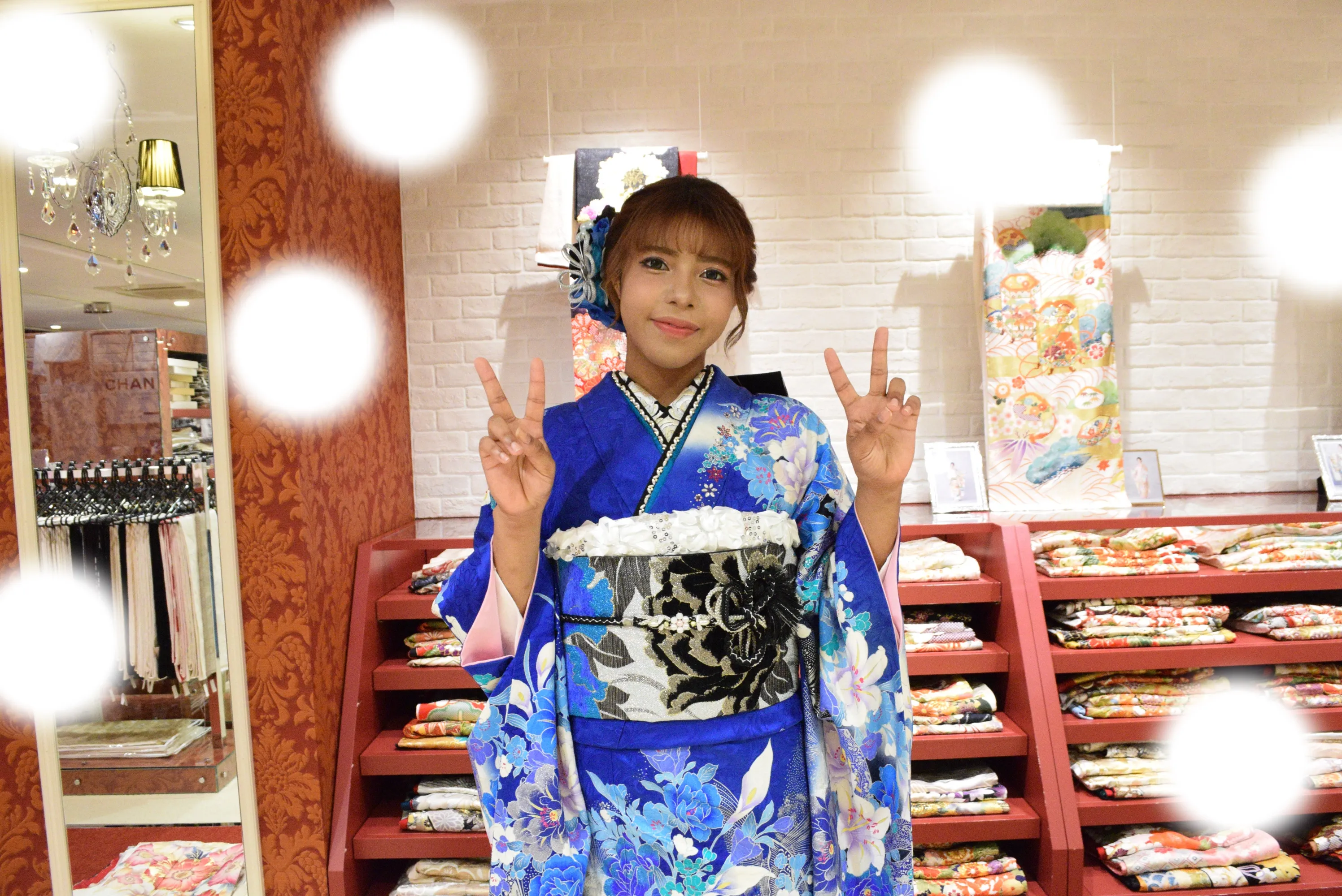 成人式　前撮り　梅田　青色　モード　可愛い　