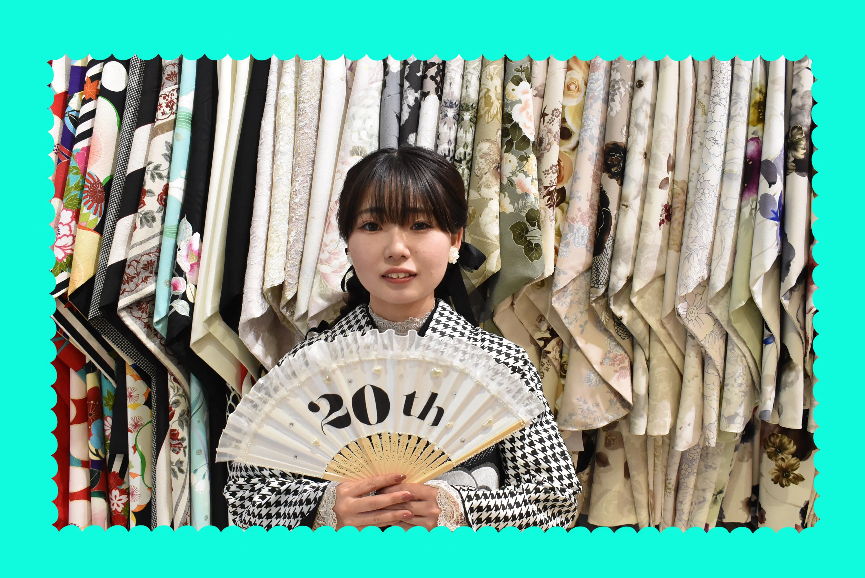 振袖　前撮り撮影会　千鳥柄　レトロ　レンタル