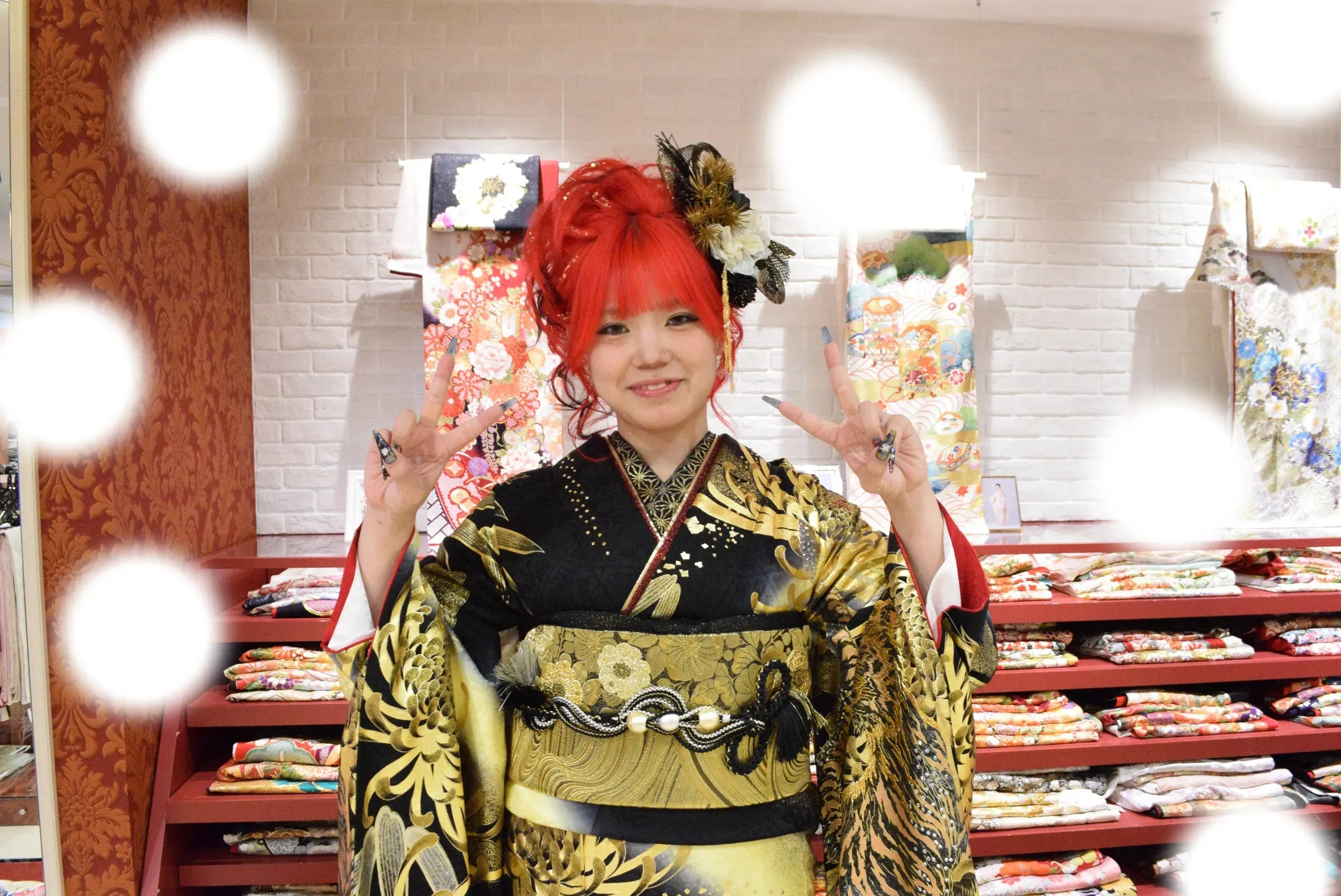 成人式　前撮り　梅田　ジャパンモード　キラキラ　ギャル　かっこいい　ゴールド
