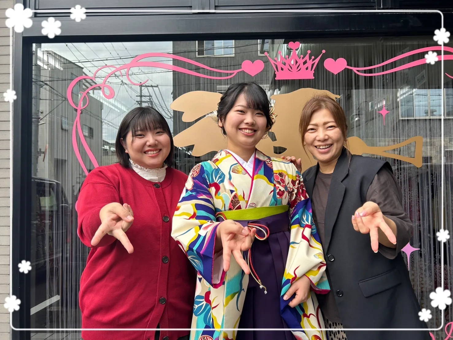 袴 レンタル 奈良 JAPANSTYLE×中村里砂ブランド袴 ブルー(水色)/ピンク/白 椿柄 レトロモダン 個性的