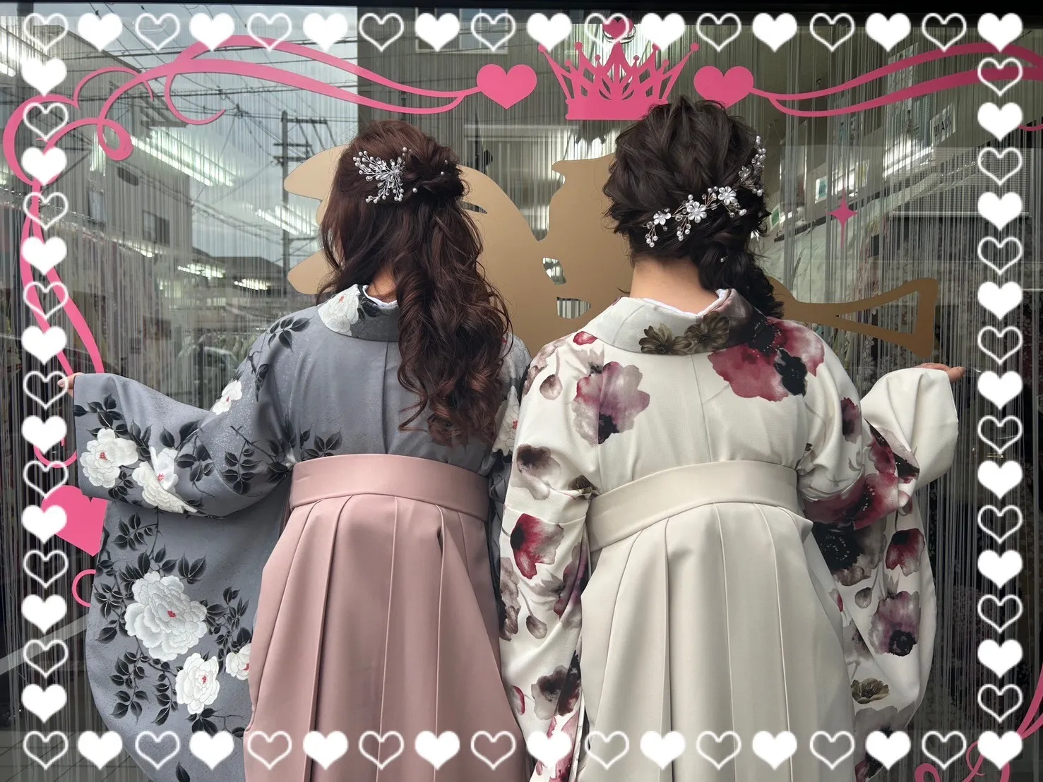 袴 前撮り撮影会 可愛い おしゃれ そしてゆめブランド袴 古典柄 グレー/ダスティーカラー 牡丹柄 大人っぽい ブーツスタイル
