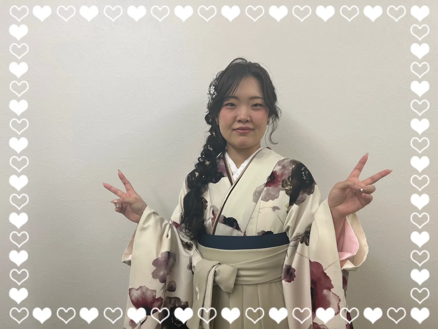 袴 前撮り撮影会 可愛い おしゃれ JAPANSTYLE×中村里砂ブランド袴 くすみカラーガーリー 白/ピンク 水彩画風 かわいい 量産型 女の子らしい