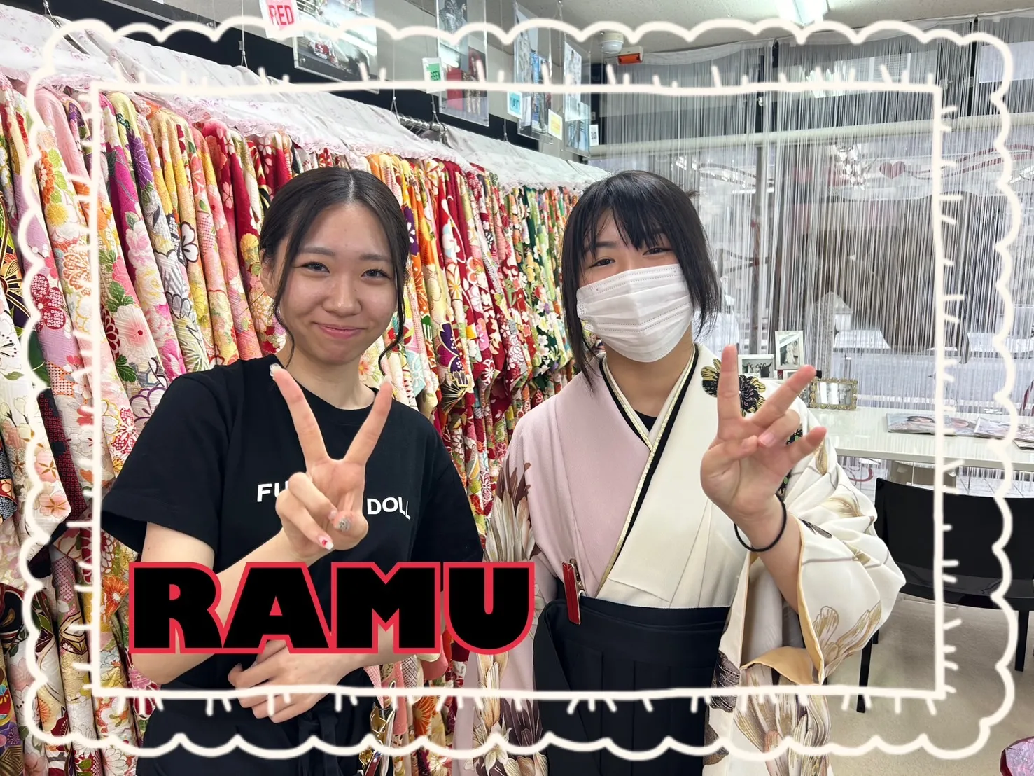 袴 前撮り撮影会 可愛い おしゃれ くすみカラー古典 くすみピンク/白 バイカラー 香音(かのん)ちゃん 大柄 かわいい